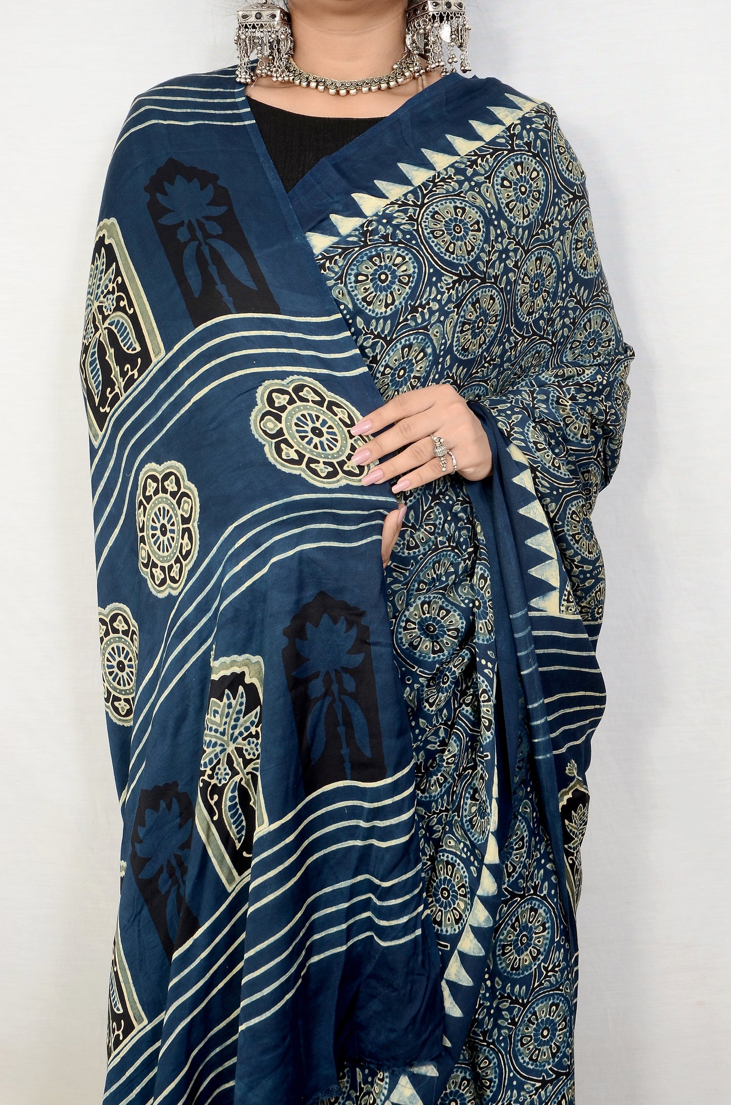 Sands of tradition indigo Ajarakh block print saree