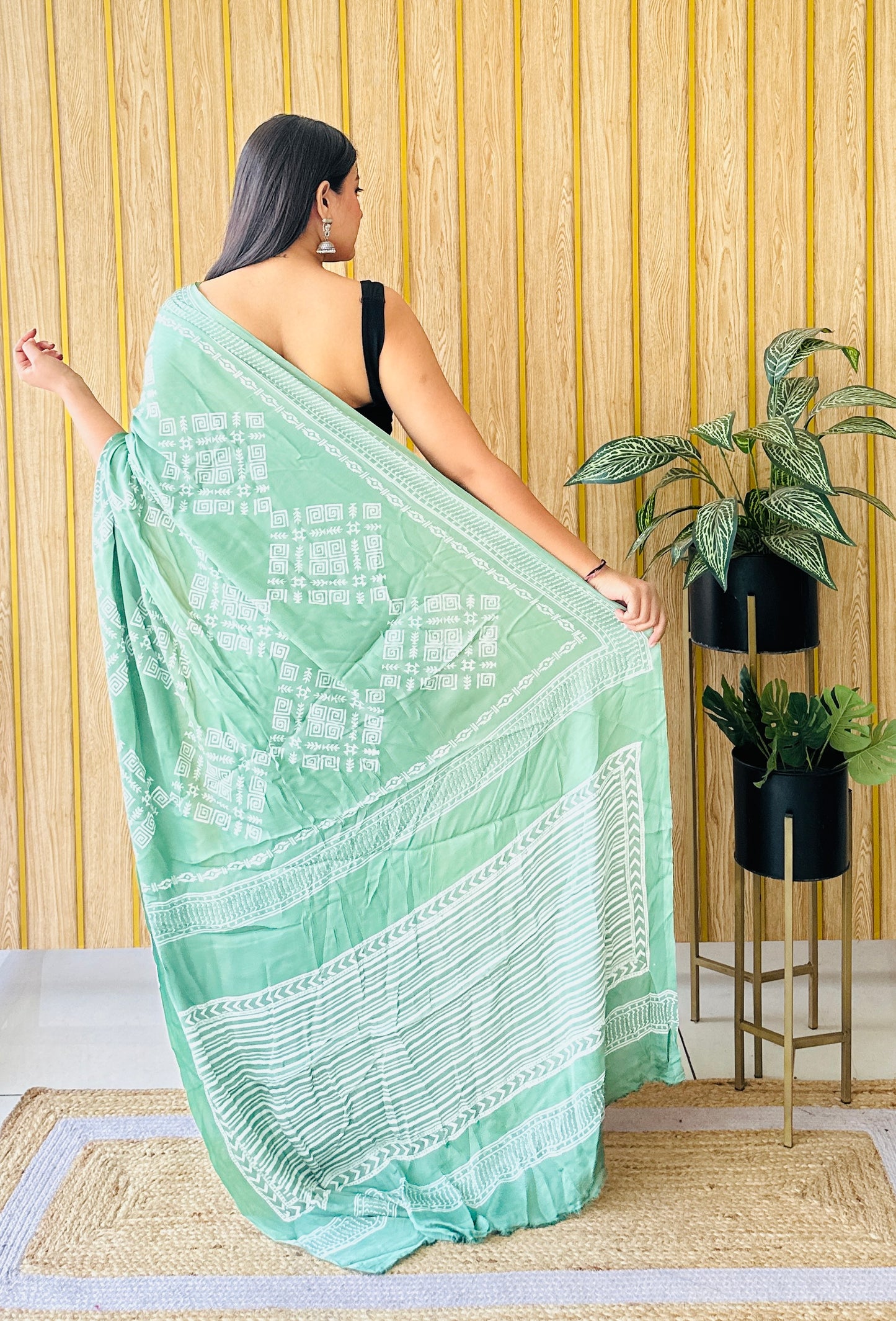 Textured tales block print saree