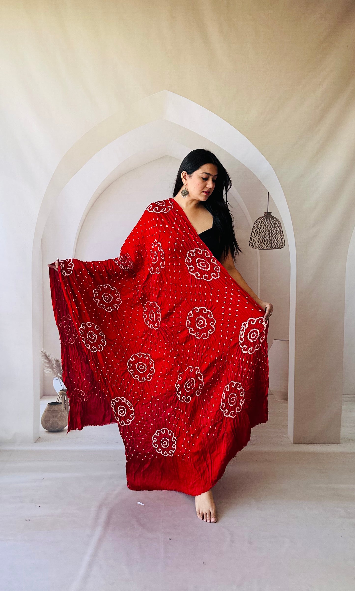 Cloud Pattern Red Modal Dupatt