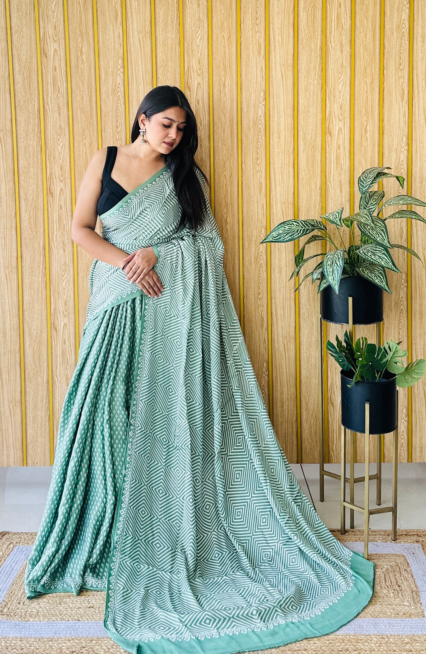 Elegant Echoes block print saree