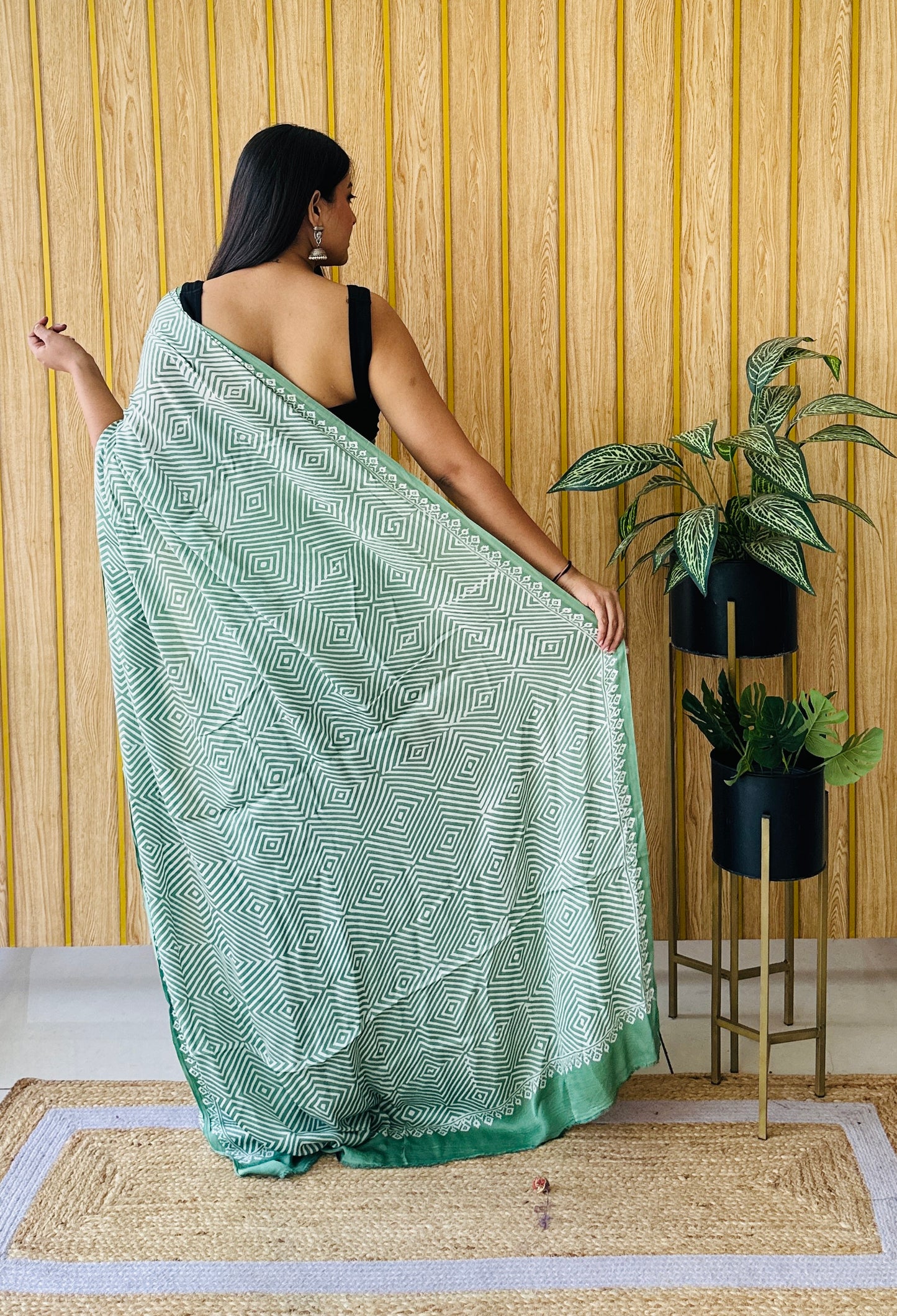 Elegant Echoes block print saree