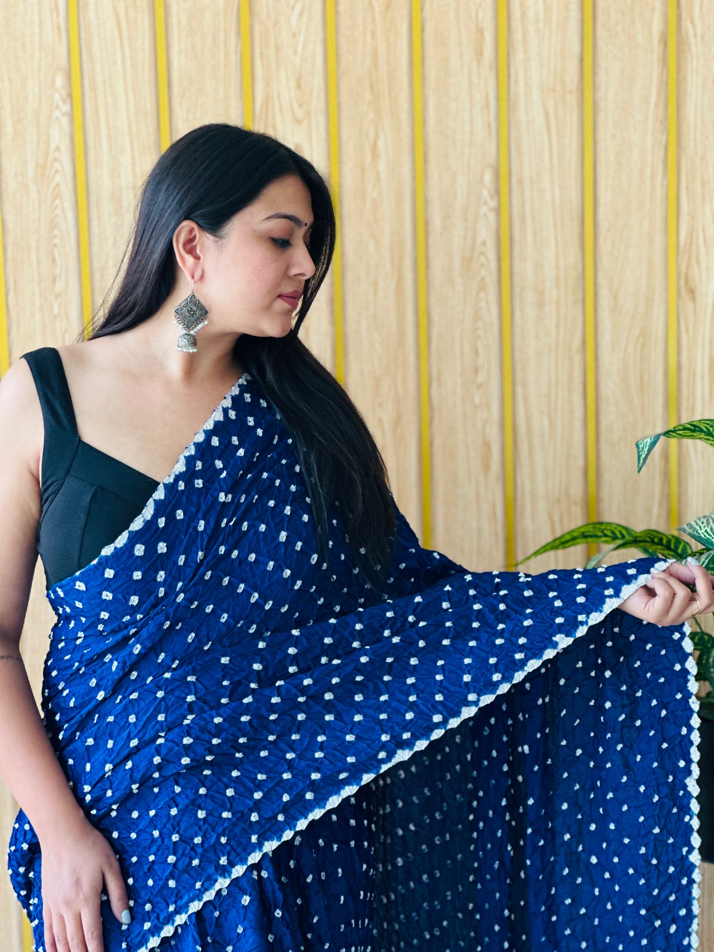 Serene Drape Royal blue bandhani saree