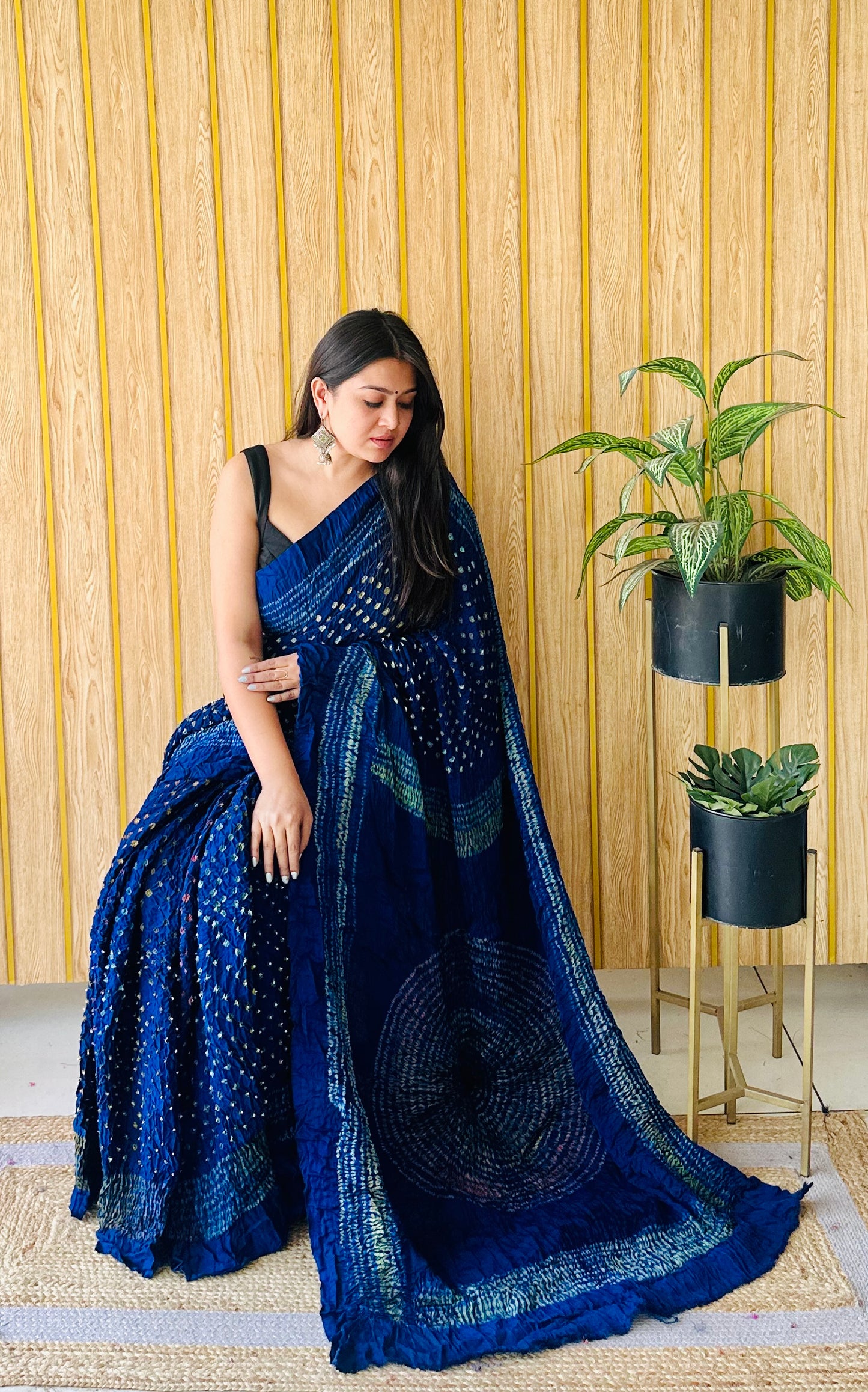 Shibori with multi colour motif Bandhej