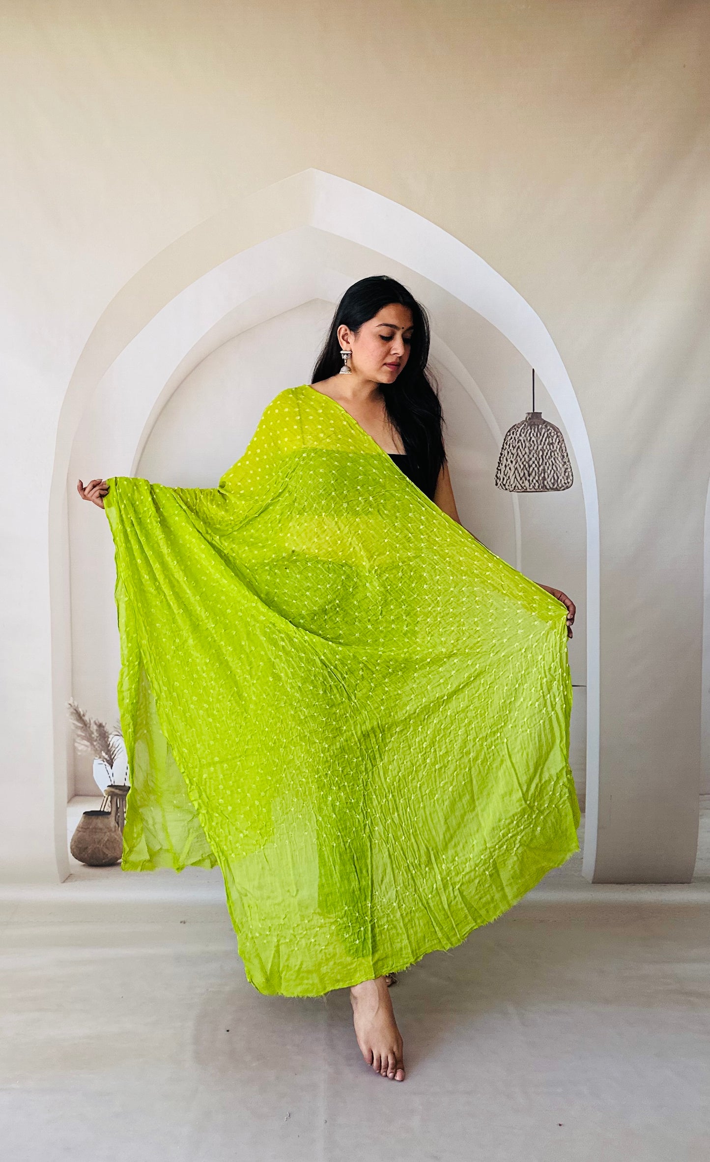 Parrot Mal Cotton Bandhani Dupatta