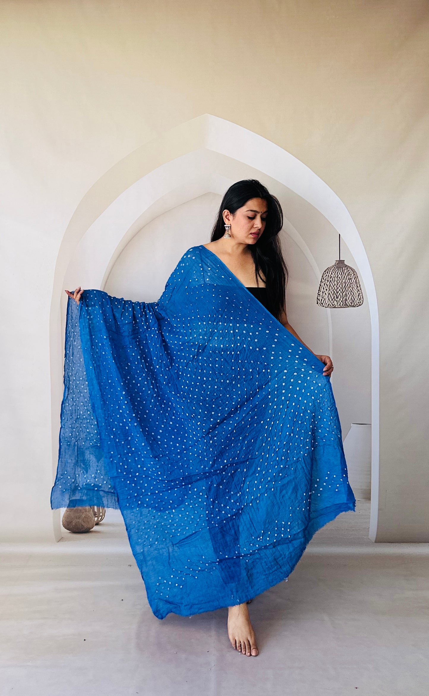Blue Mal Cotton Bandhani Dupatta