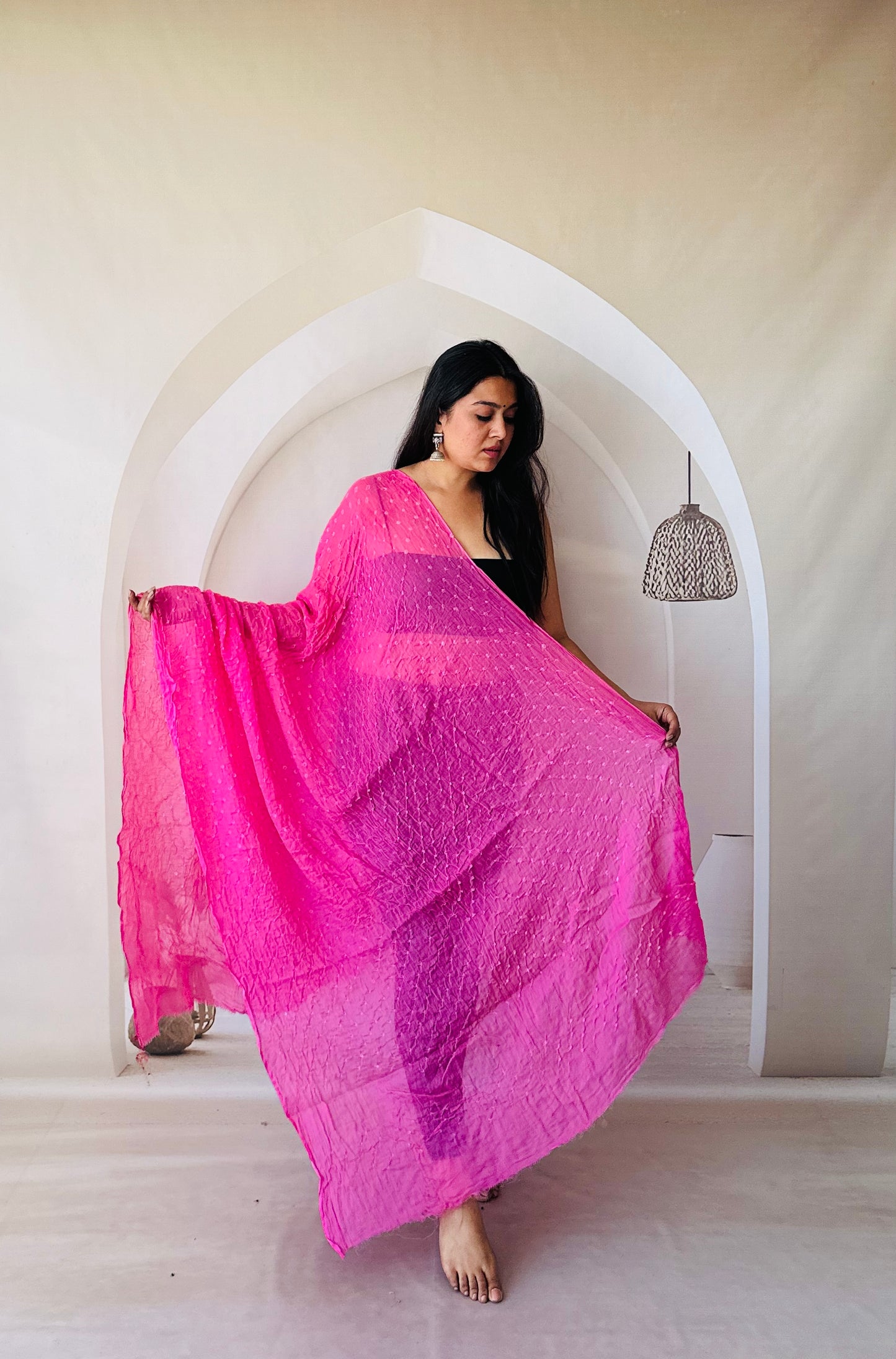 Pink Mal Cotton Bandhani Dupatta