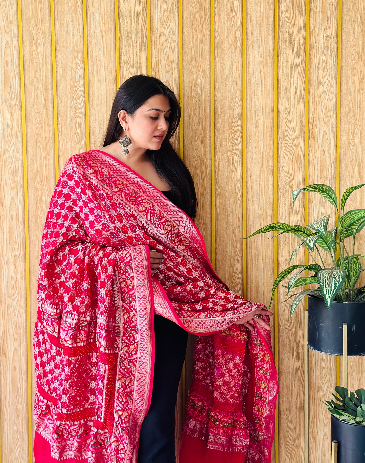 Banarasi pink upada dupatta