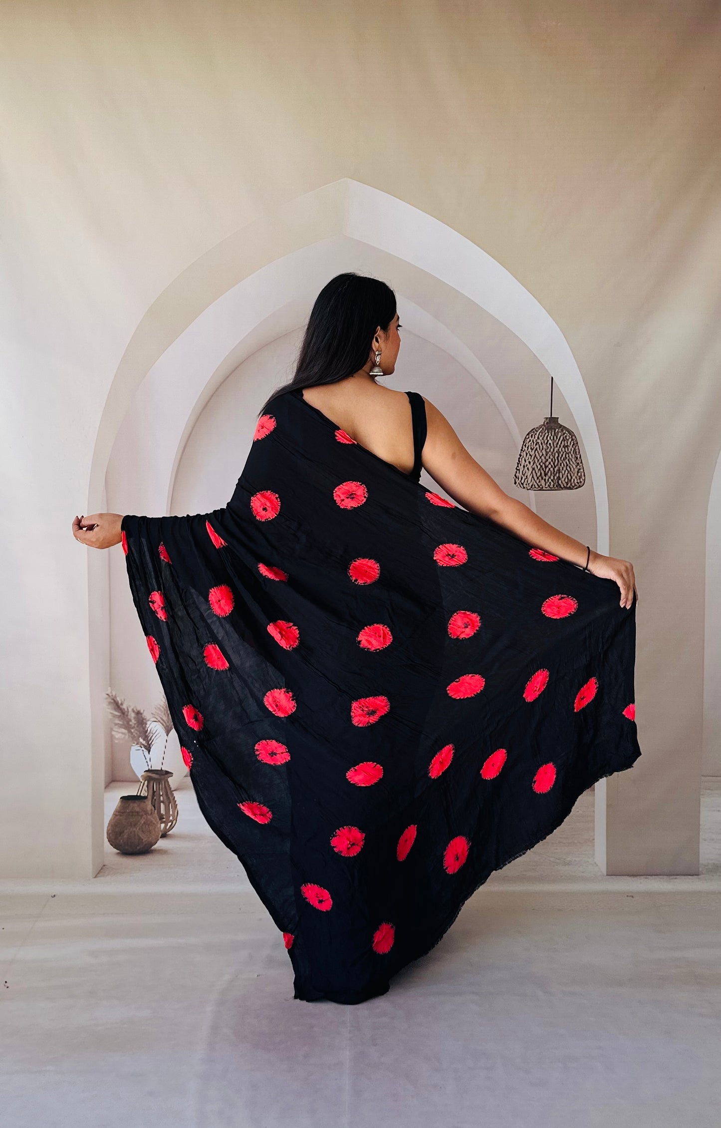 Serene Drape Black bandhani saree