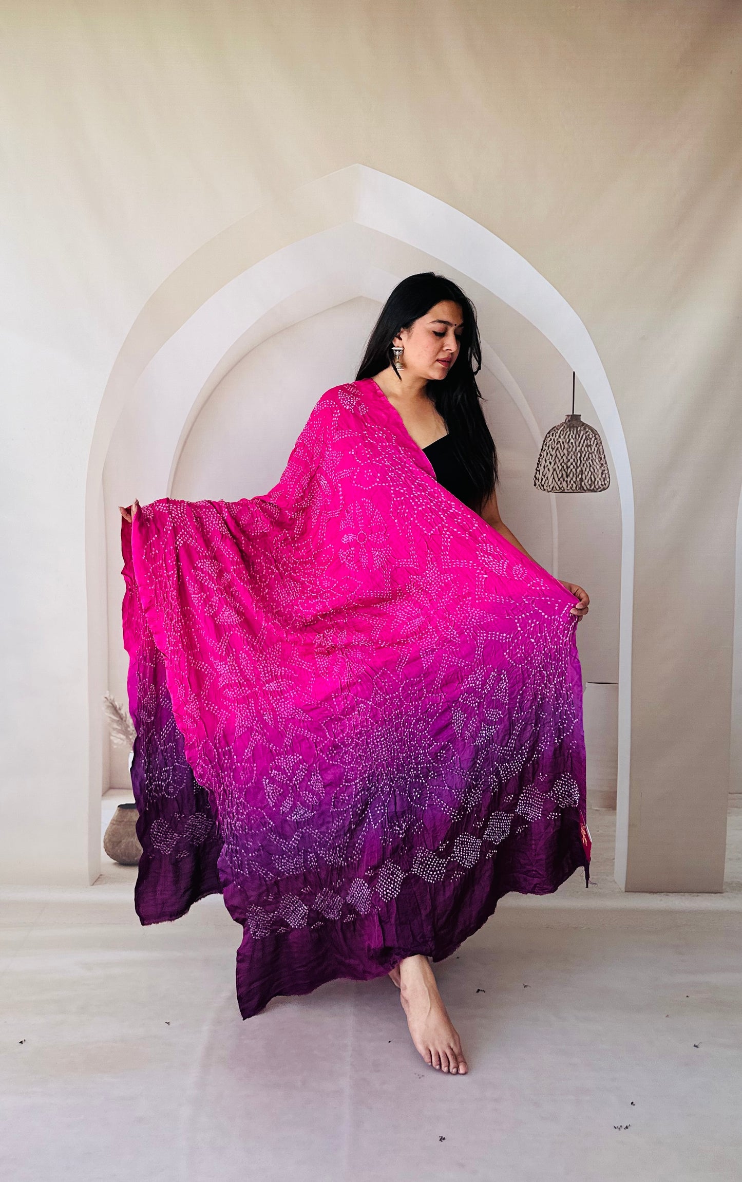 Rani and Purple rai bandhej dupatta