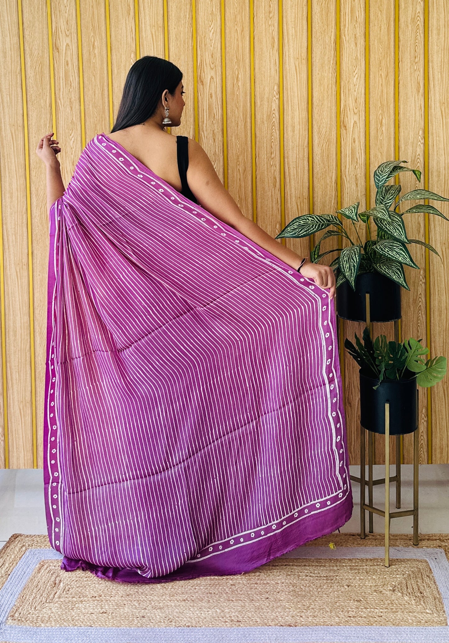 Harmony Hues onion pink block print saree