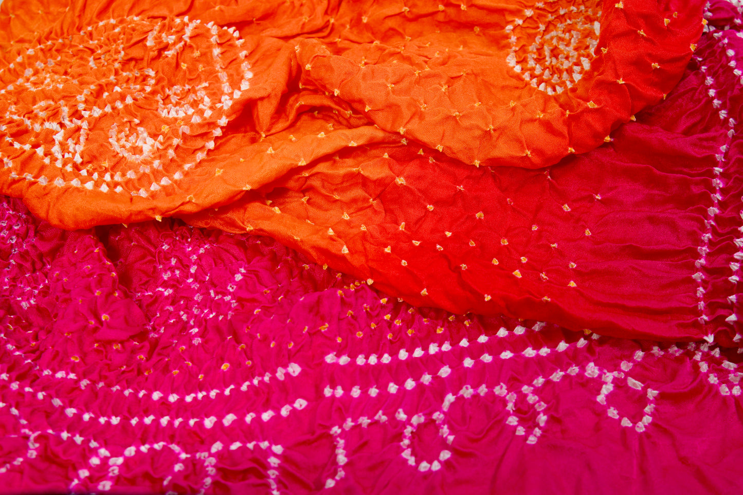 Pink and Orange Rai Bandhej Dupatta