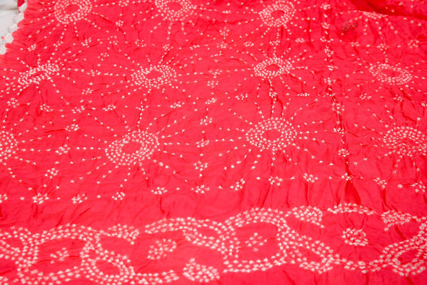 Bright Peach rai bandhej Dupatta