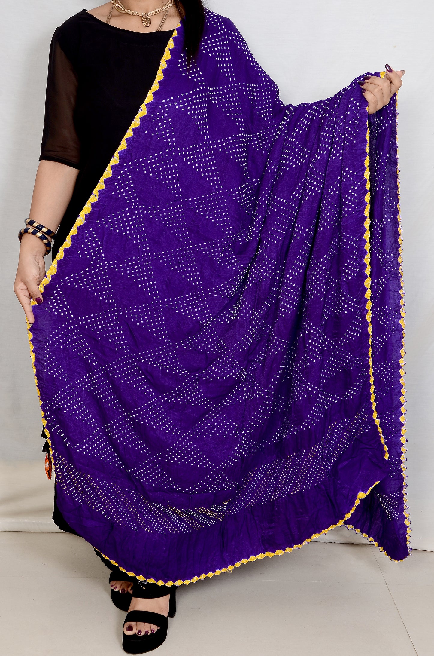 Blue Multi Colour Rai Bandhej Dupatta