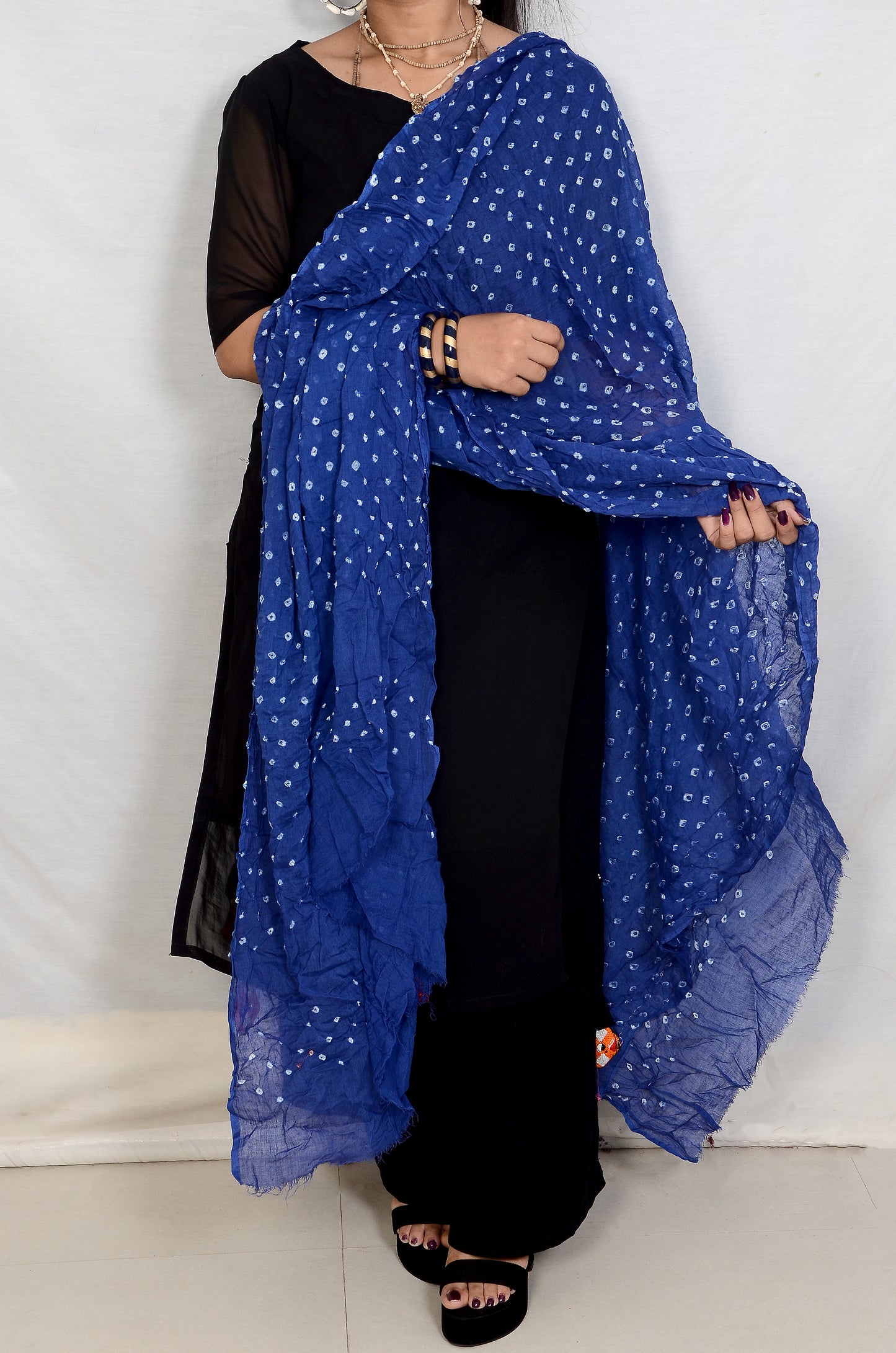 Blue Mal Cotton Bandhani Dupatta