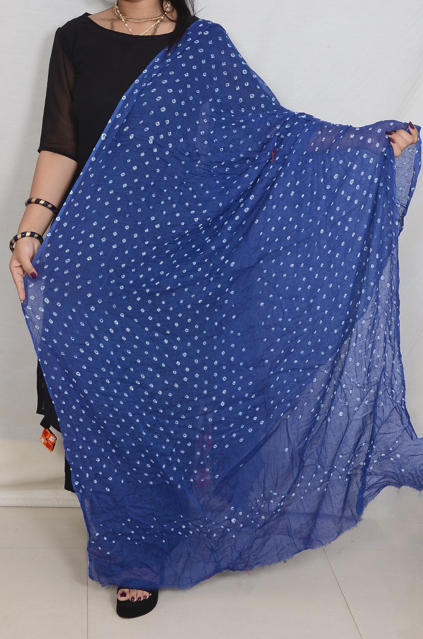 Blue Mal Cotton Bandhani Dupatta