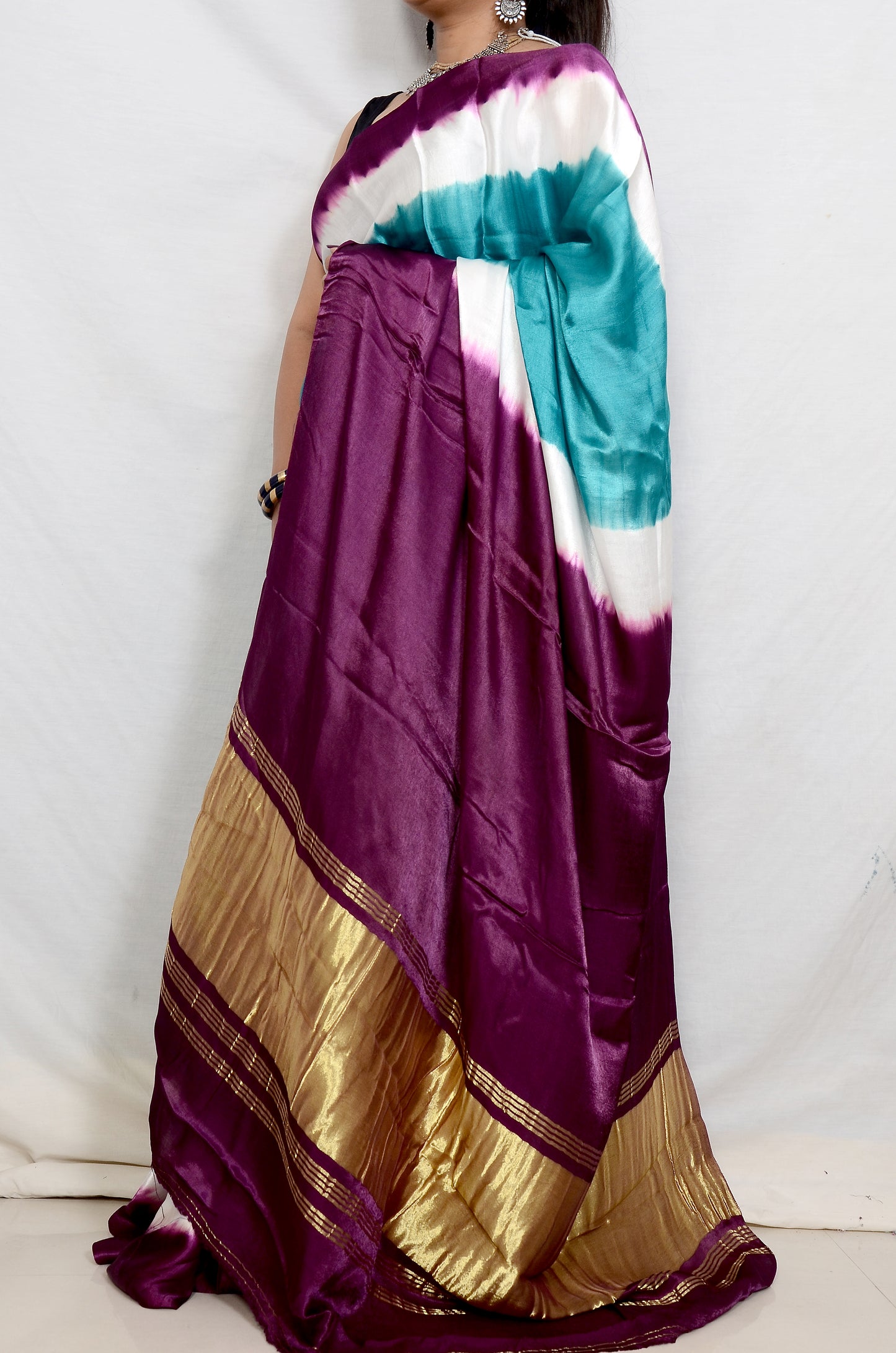 Timeless Cascade Purple and Rama modal saree
