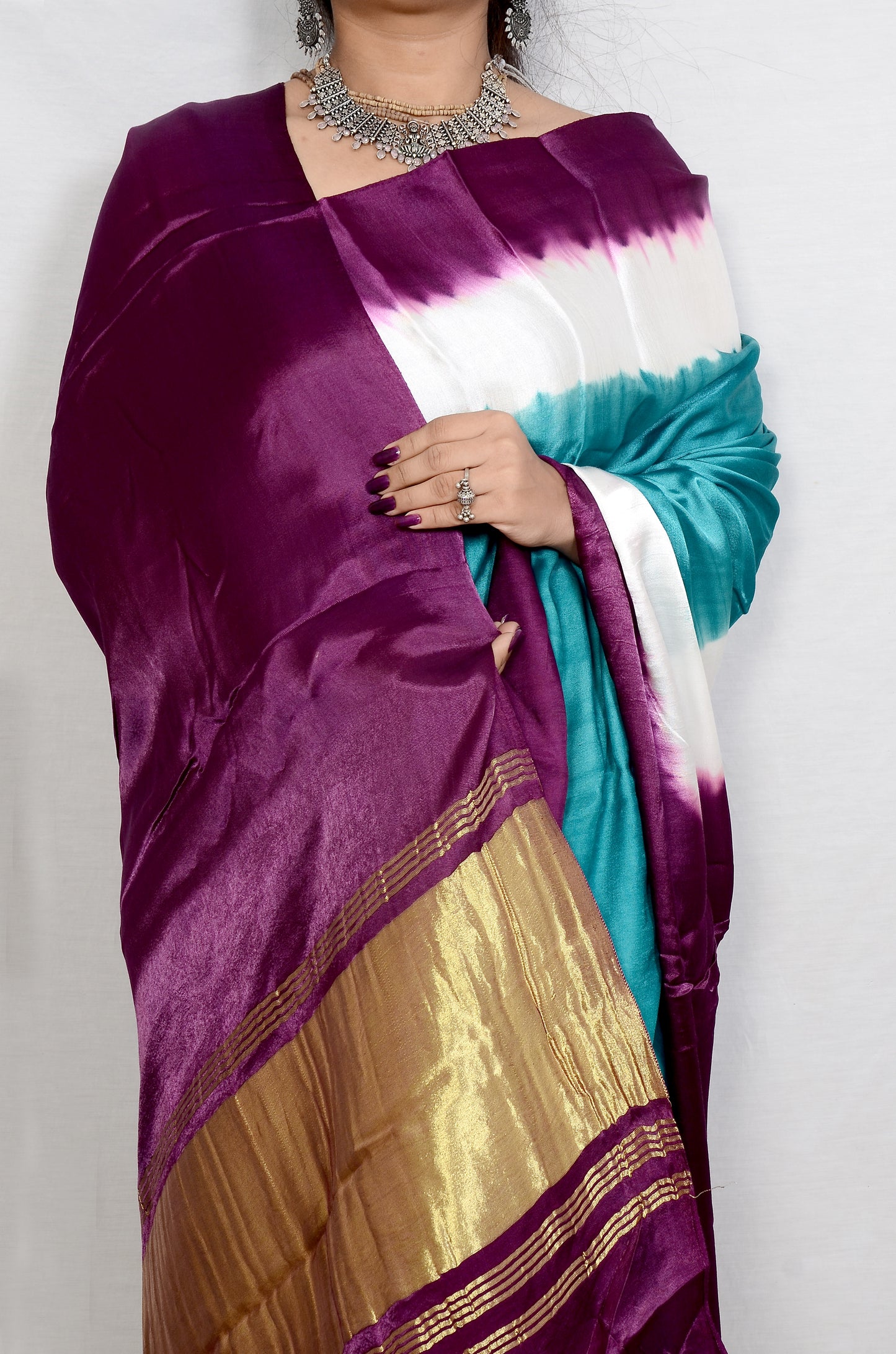 Timeless Cascade Purple and Rama modal saree
