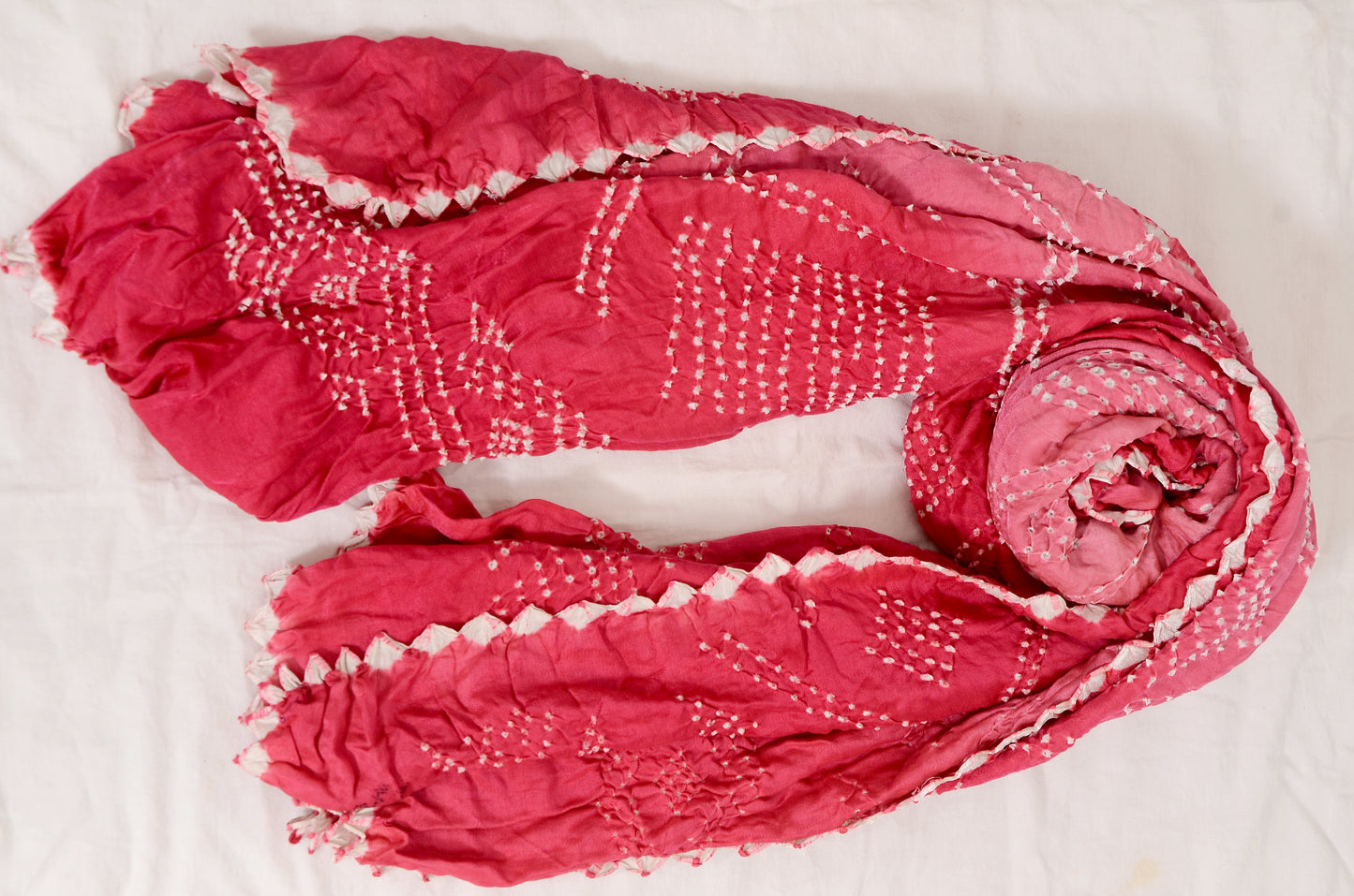 shaded pink peach rai bandhej dupatta