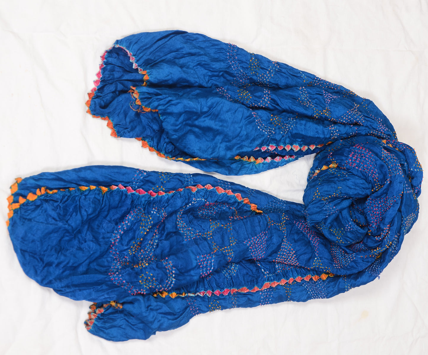 Royal blue rai bandhej Dupatta