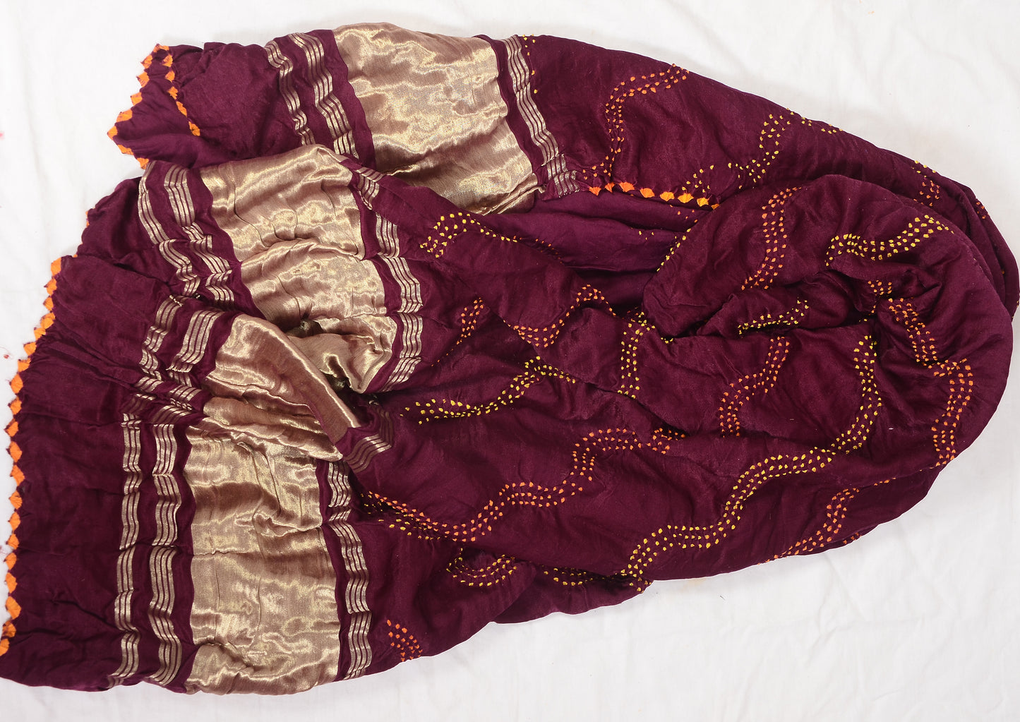 Wine multi colour rai bandhej Dupatta