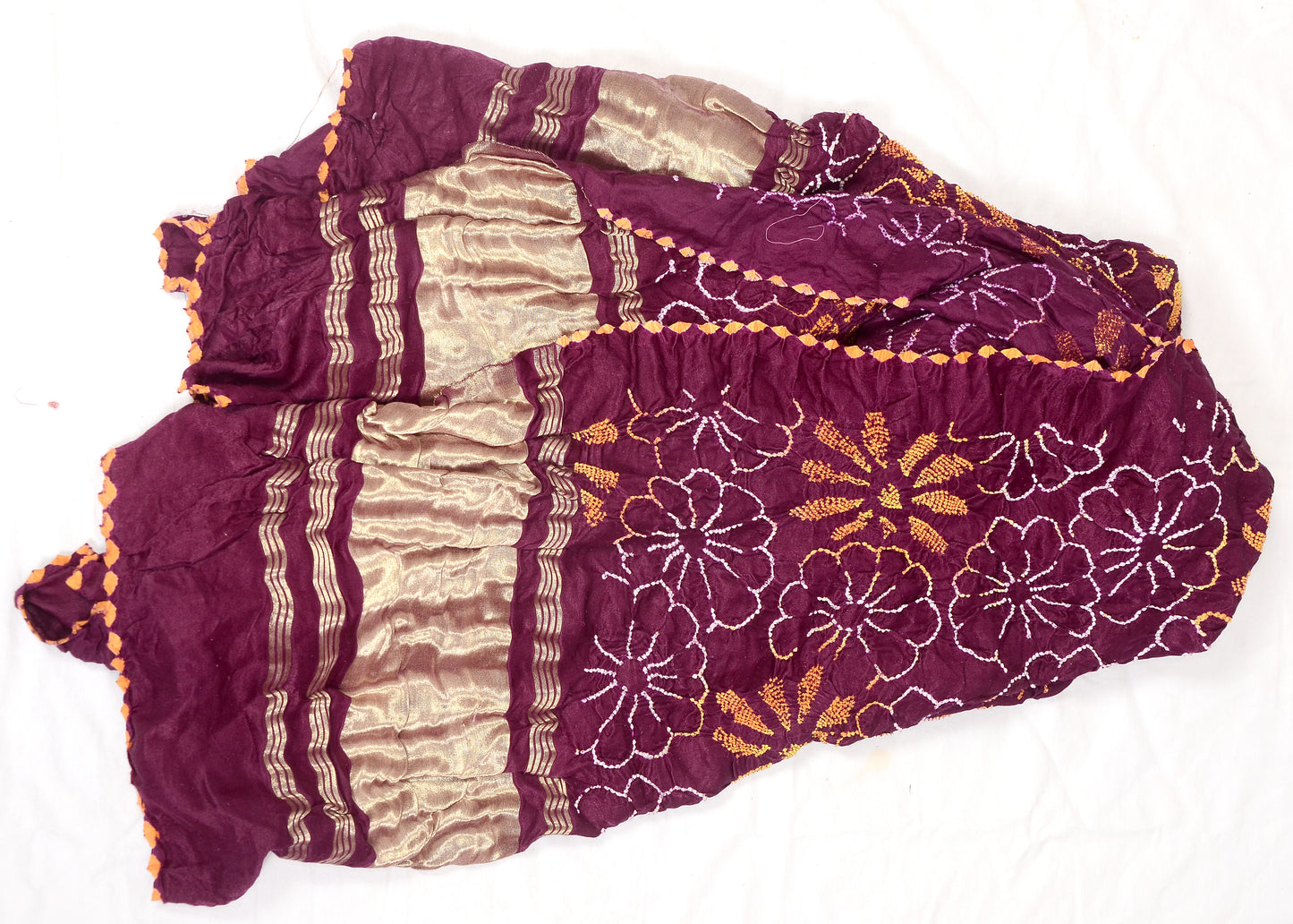 Dark Purple mutlti floral rai bandhej Dupatta