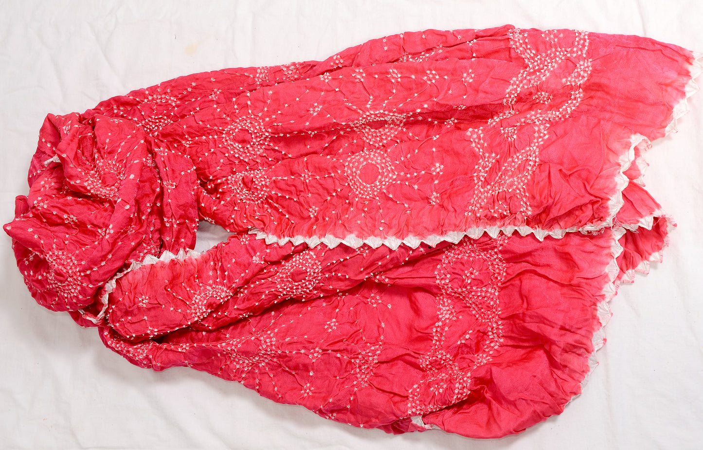 Bright Peach rai bandhej Dupatta