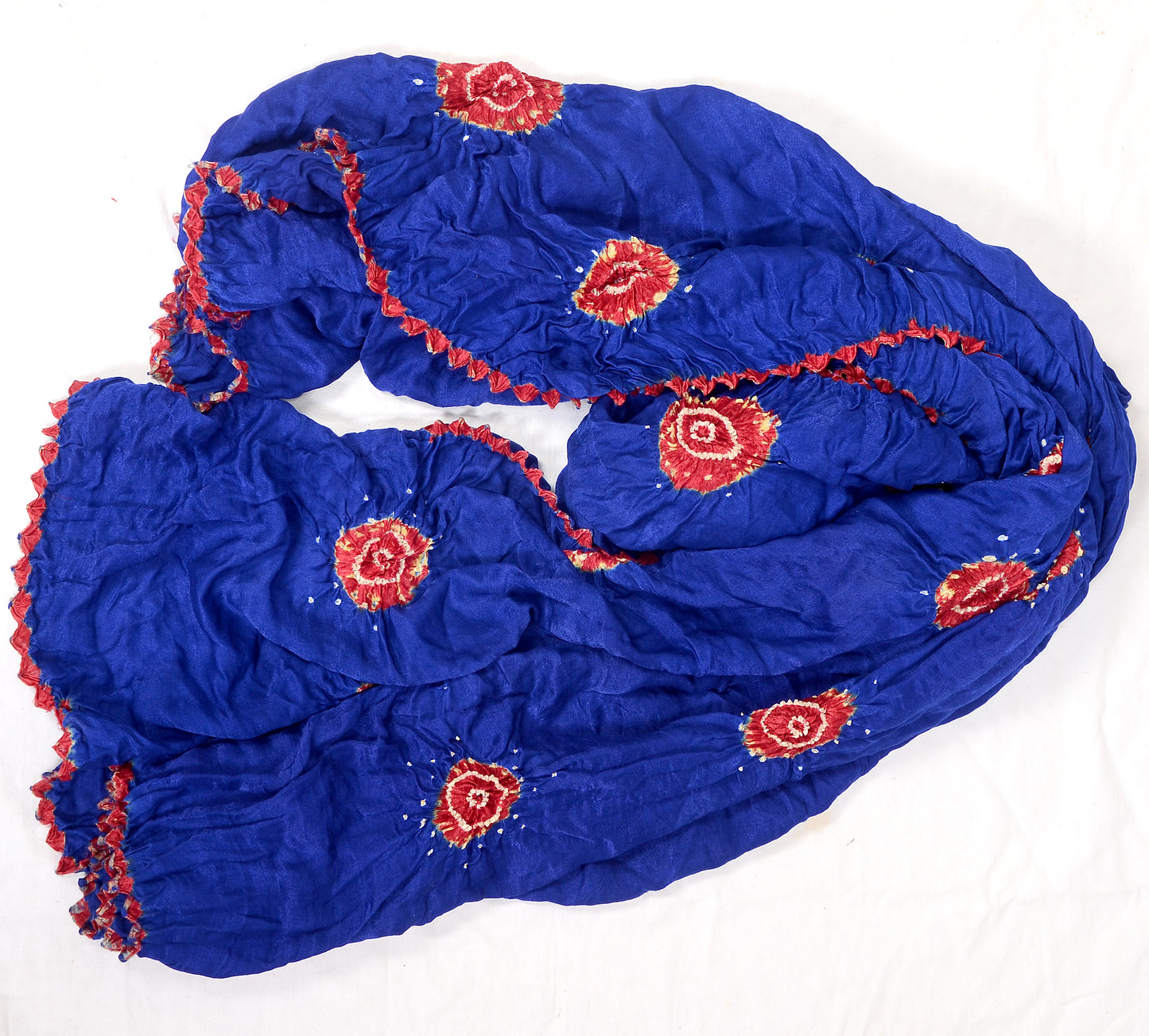 Royal blue with red gulti rai bandhej dupatta