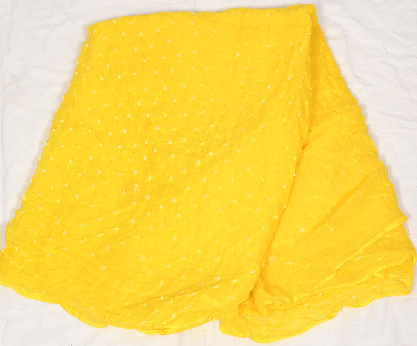Yellow Mal Cotton Bandhani Dupatta