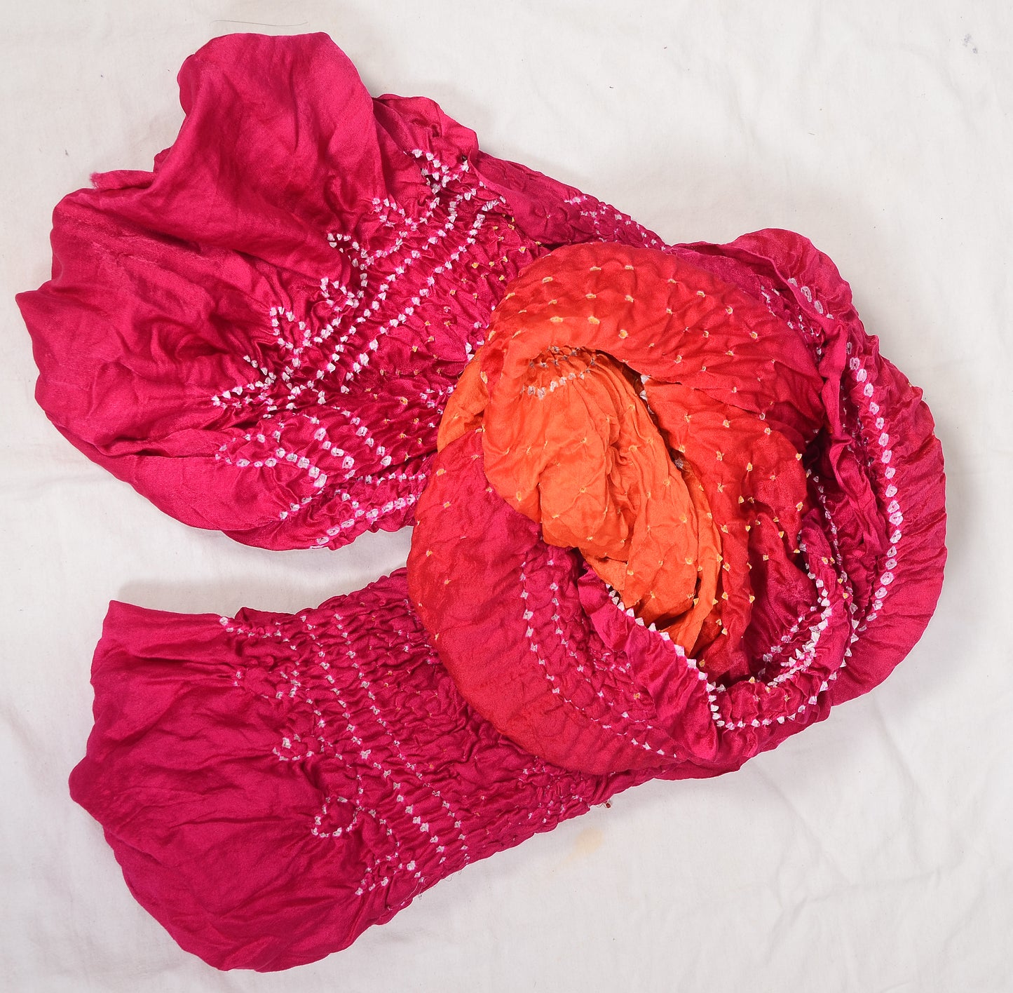 Pink and Orange Rai Bandhej Dupatta