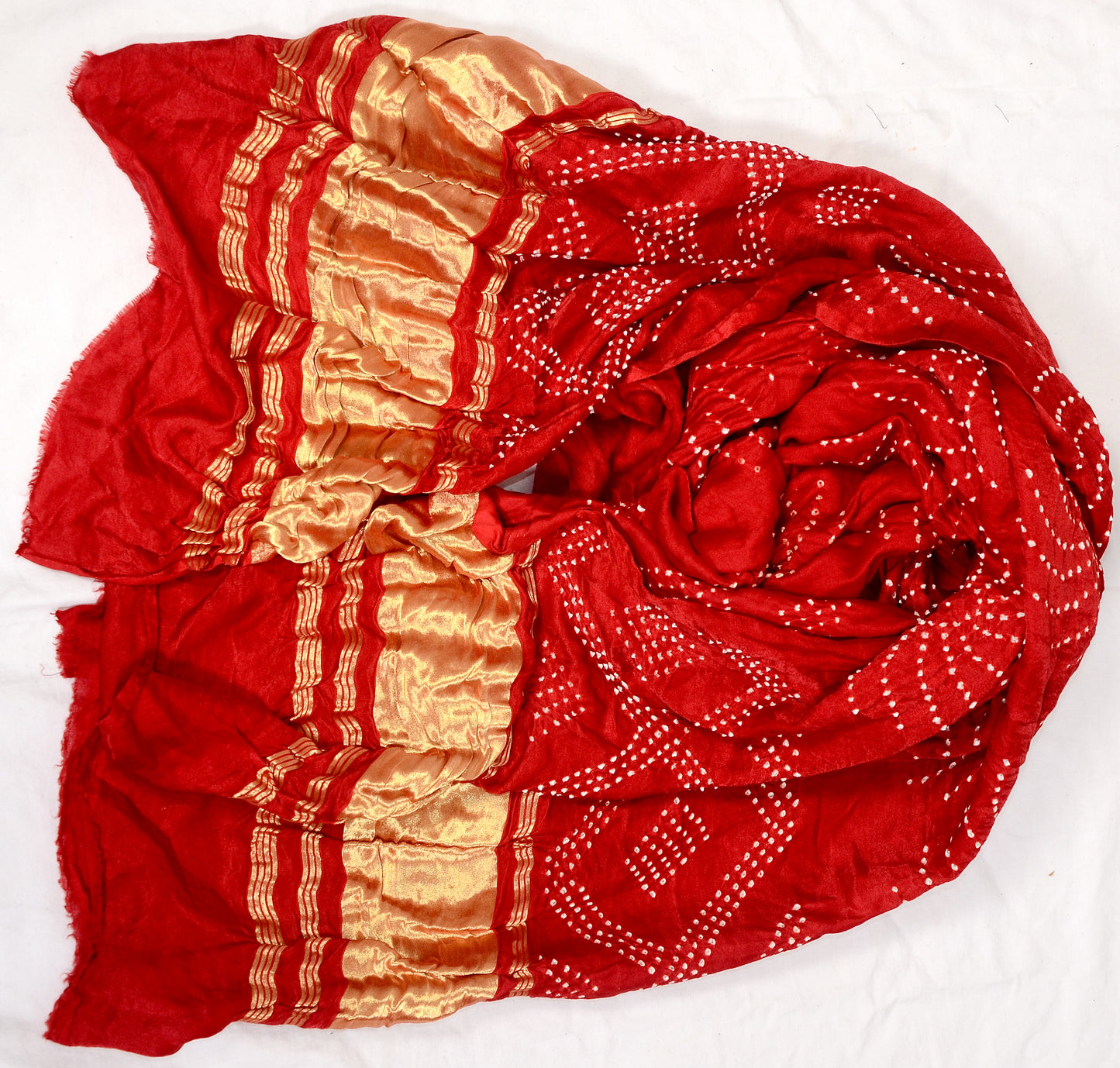 Hot Red Circle rai bandhej Dupatta