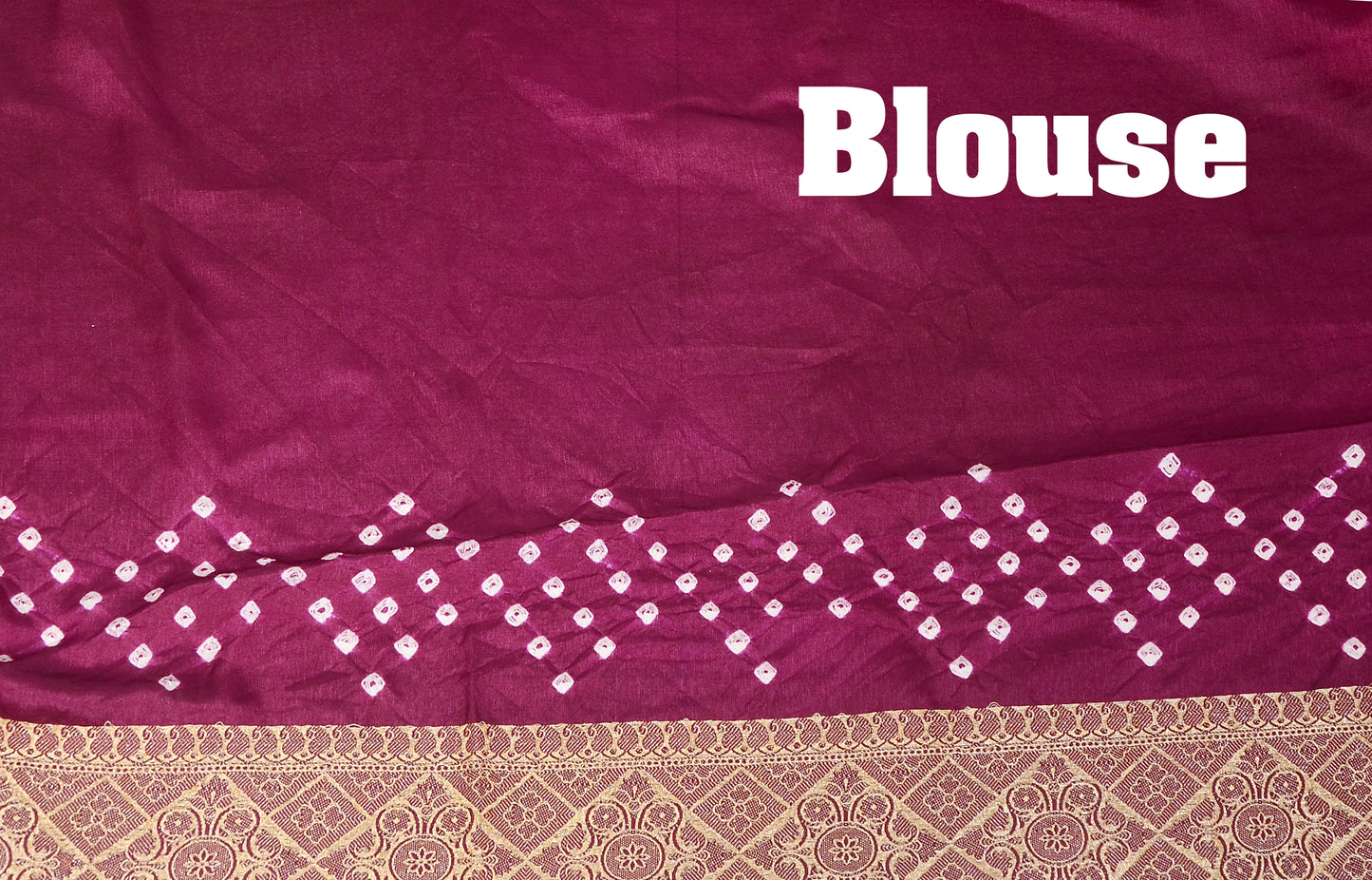 Peach orange and Wine Dupion Silk Bandhani Saree