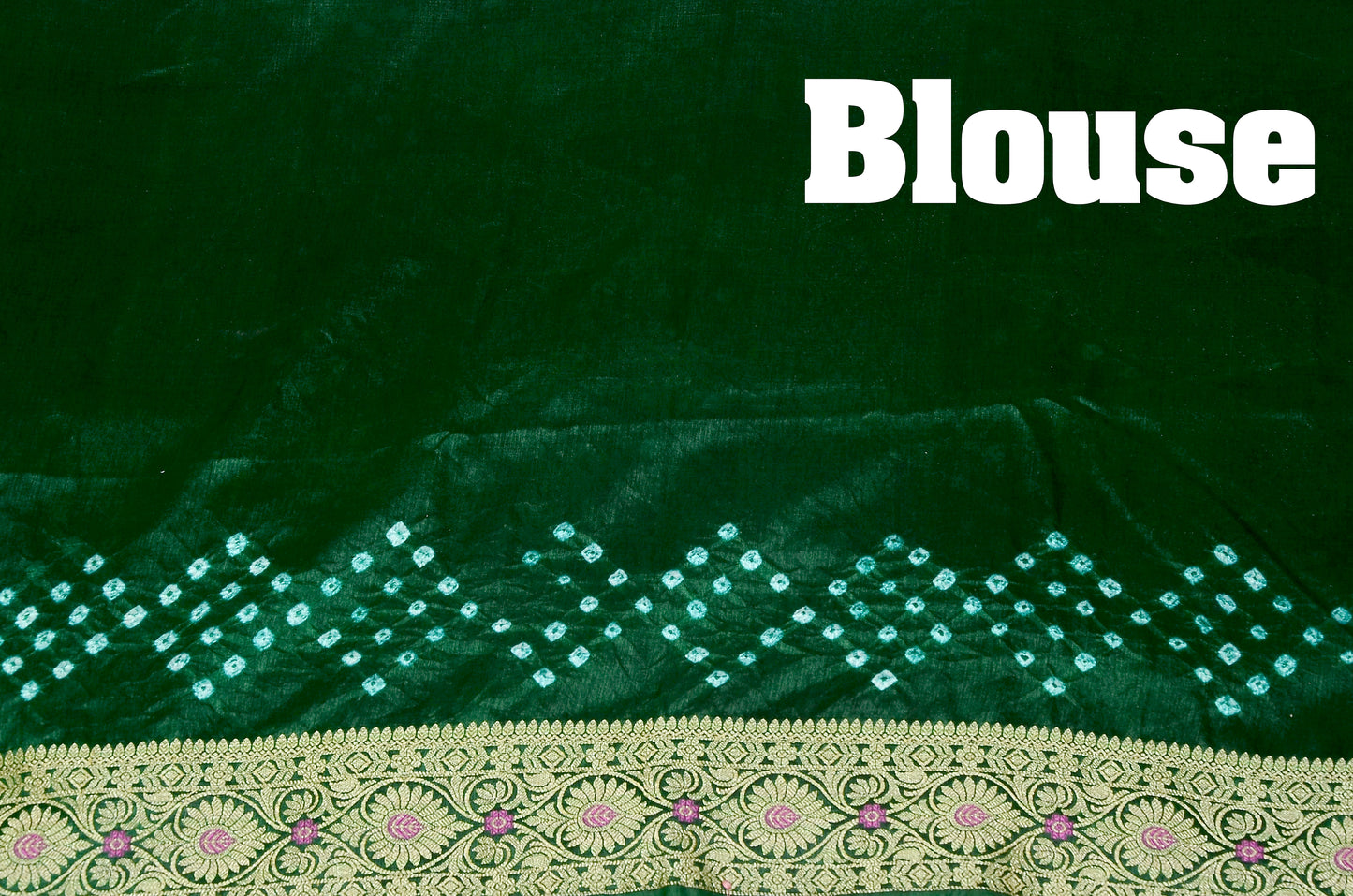 Parrot green and bottle Green Dupion Silk Bandhani Saree