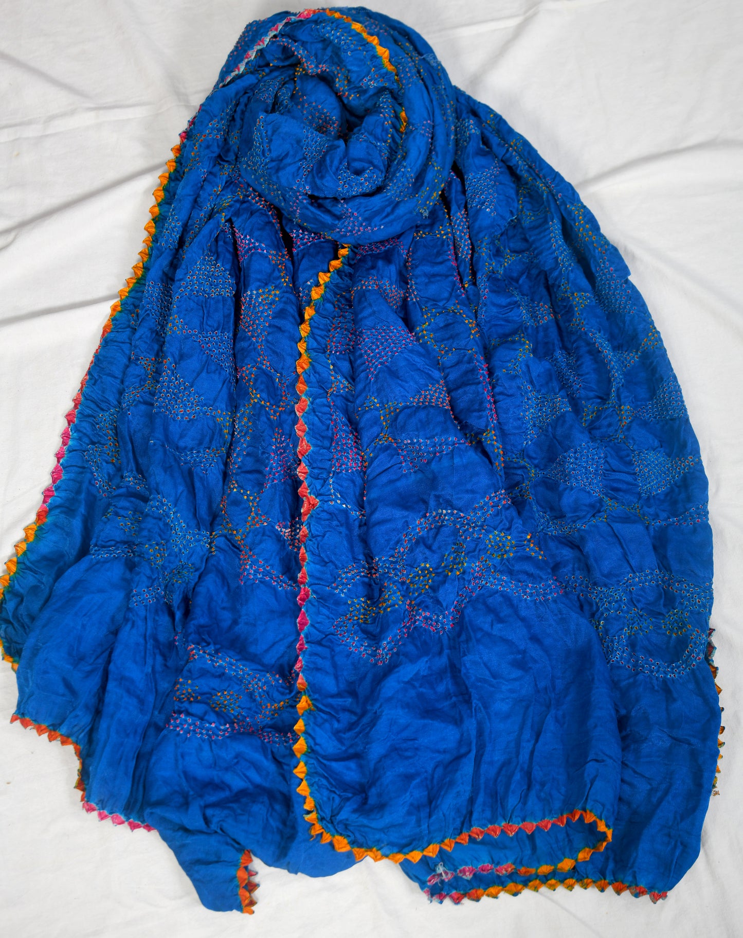 Royal blue rai bandhej Dupatta