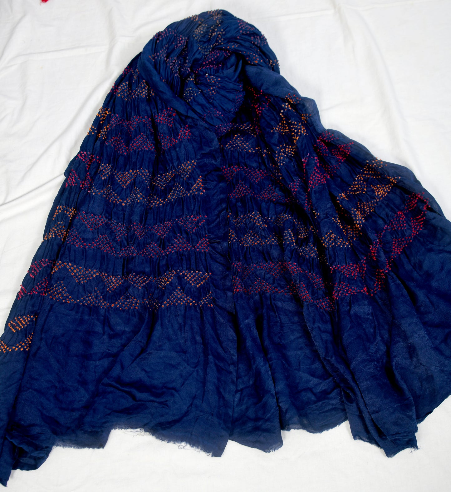 Navy blue multi colour rai bandhej dupatta