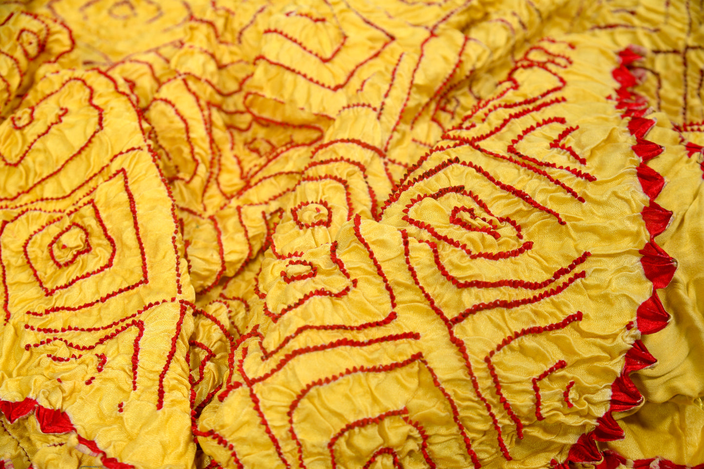 Lemon yellow rai bandhej bandhani dupatta