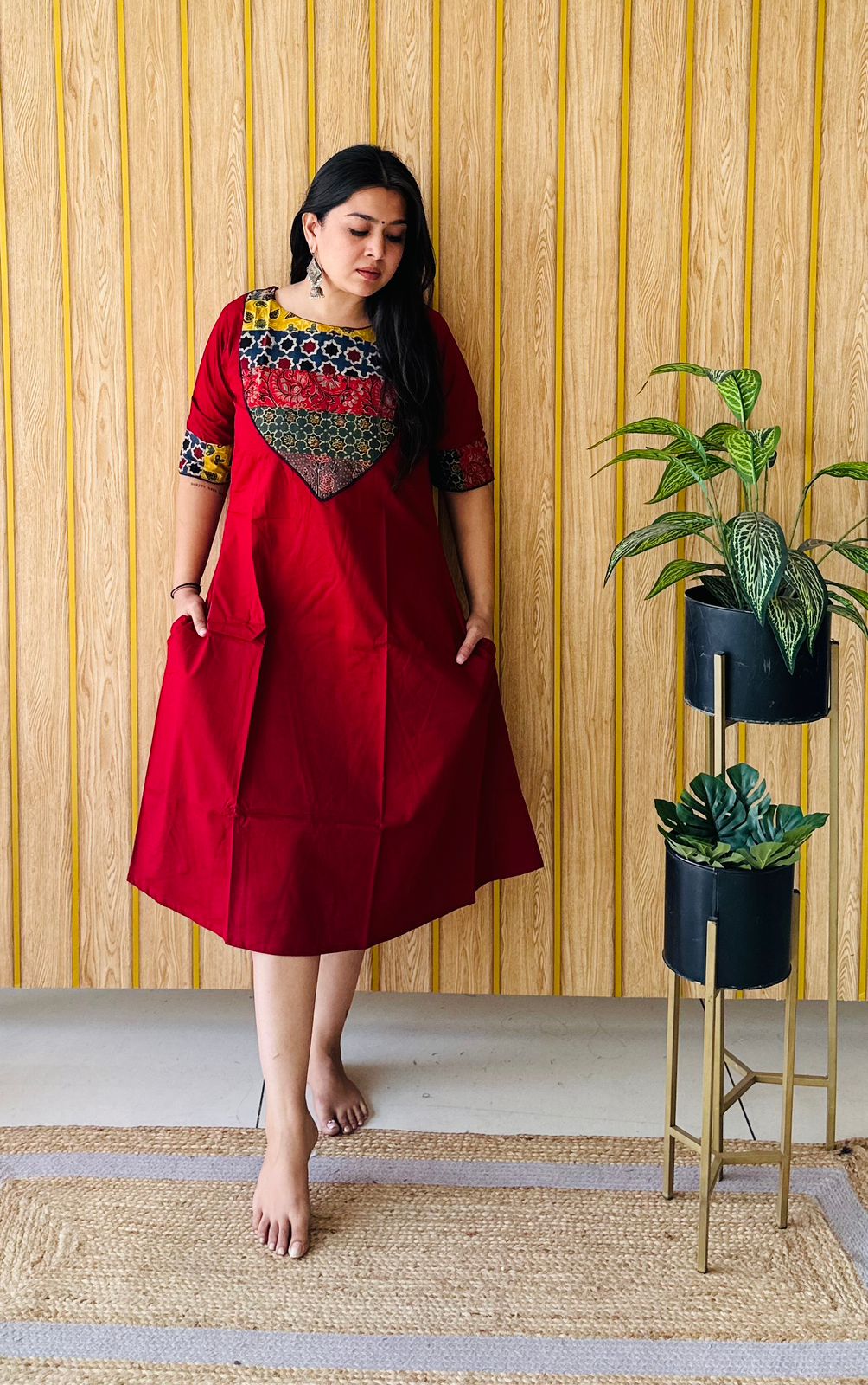 Red AJRAKH BLOCK PRINT KURTI