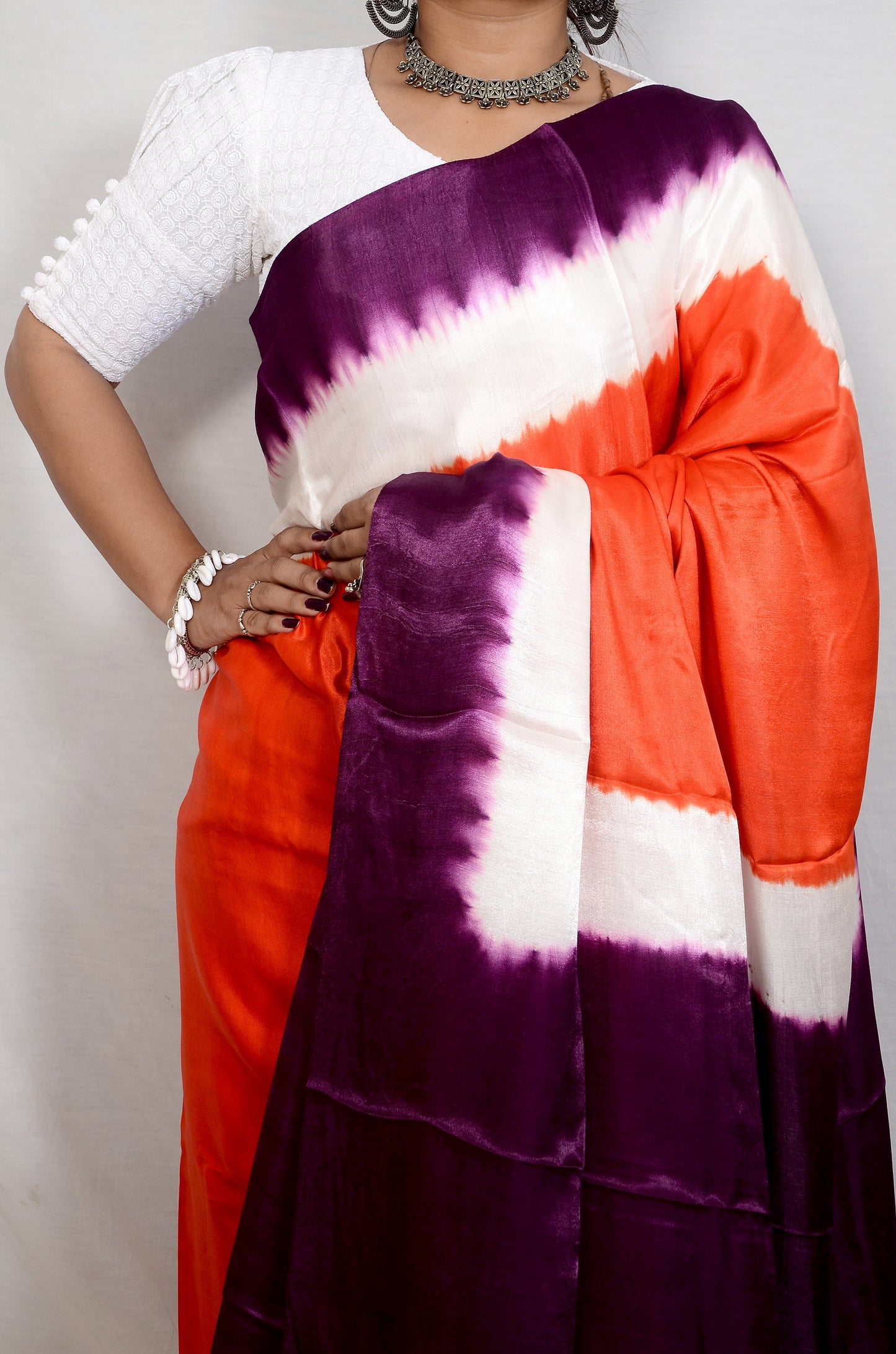 Woven Poetry Purple and Orange modal saree