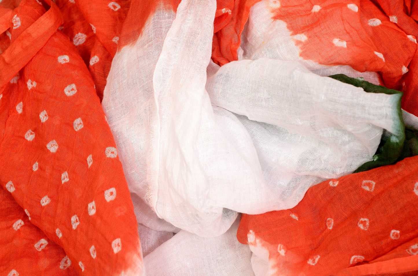 Tricolor Mal Cotton Bandhani Dupatta β Handcrafted Elegance