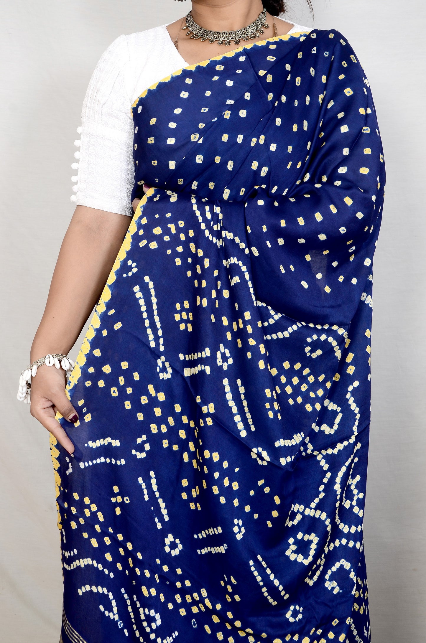 Blue dani saree with edges