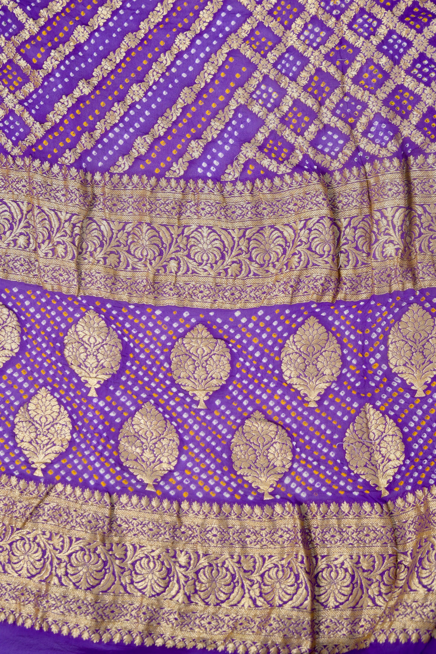 Aabha – Purple Khaddi Georgette Bandhani Dupatta with Tested Zari