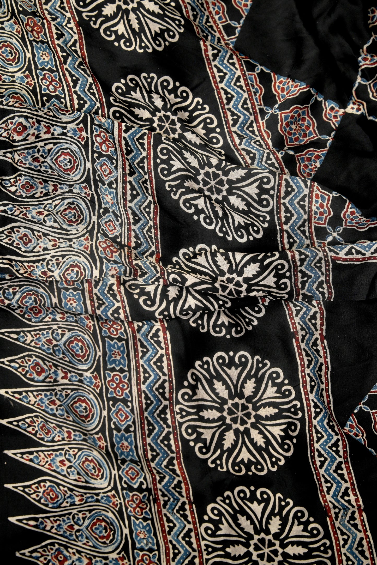 Earthy Touch Ajarakh Black Dupatta