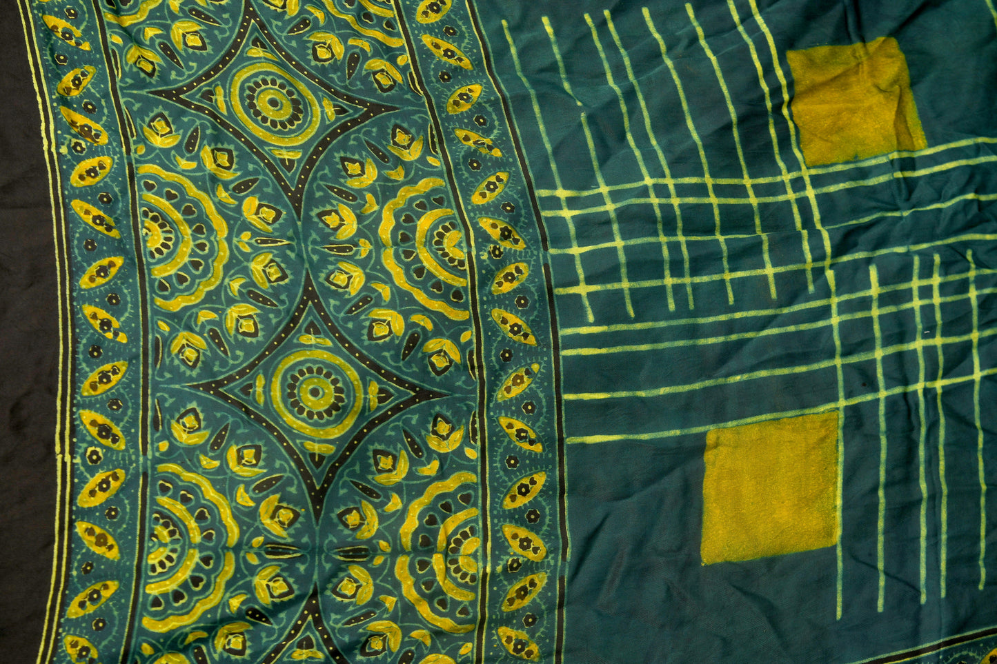 Green Ajrakh block print Stole