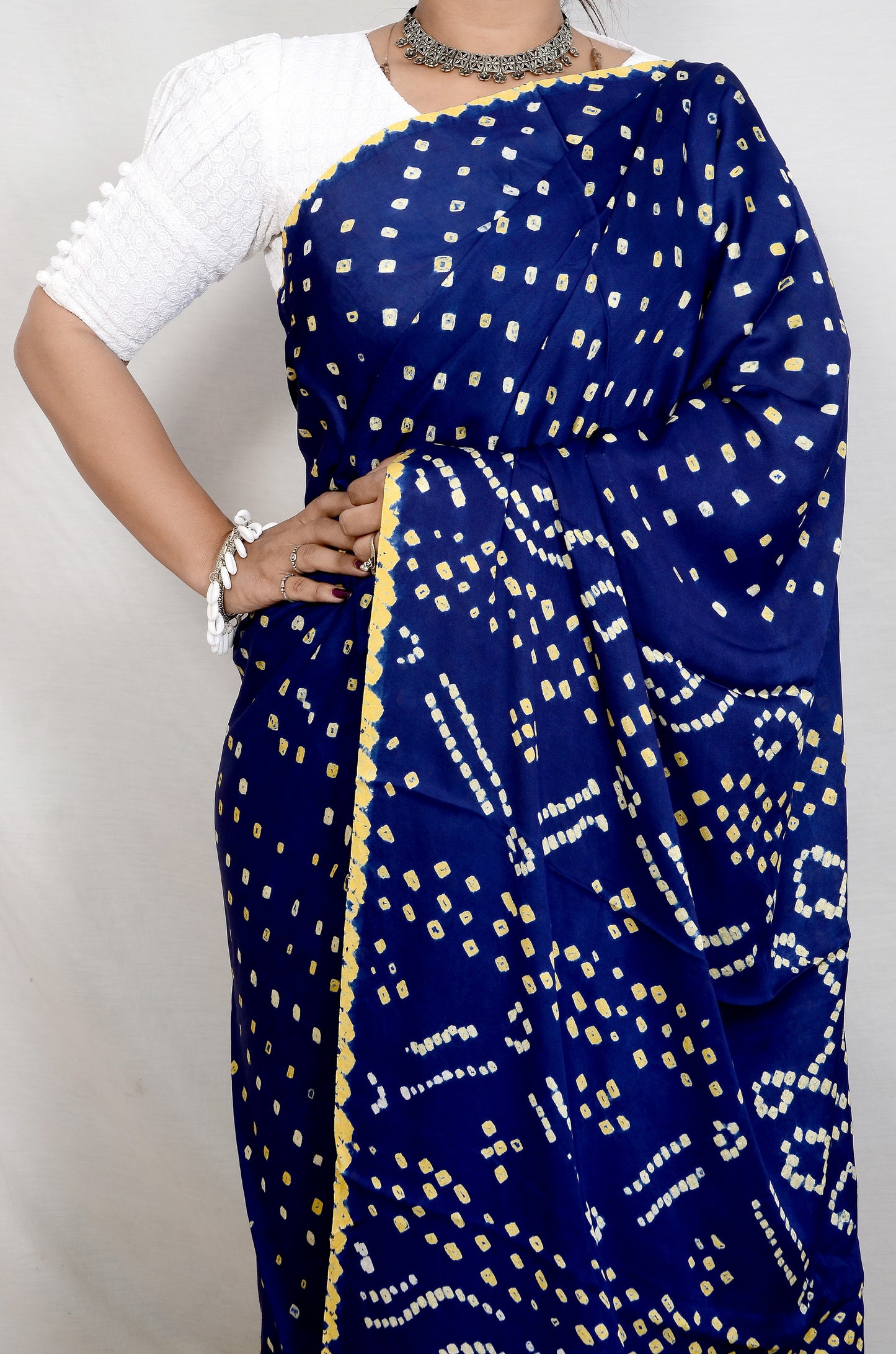 Blue dani saree with edges