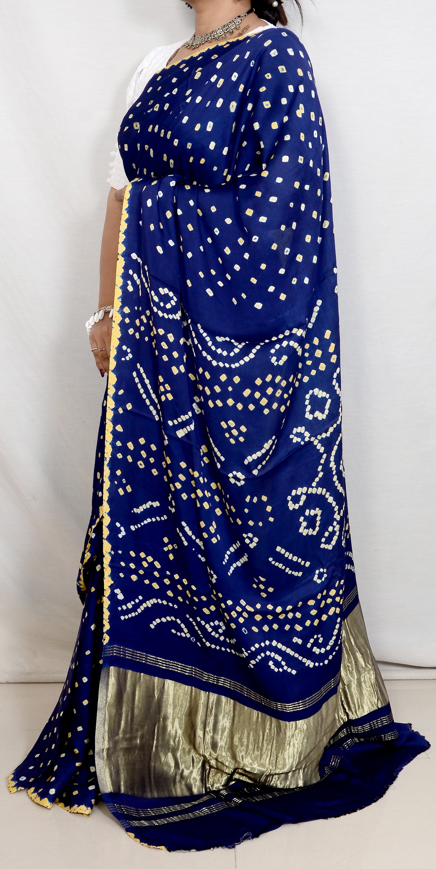 Blue dani saree with edges