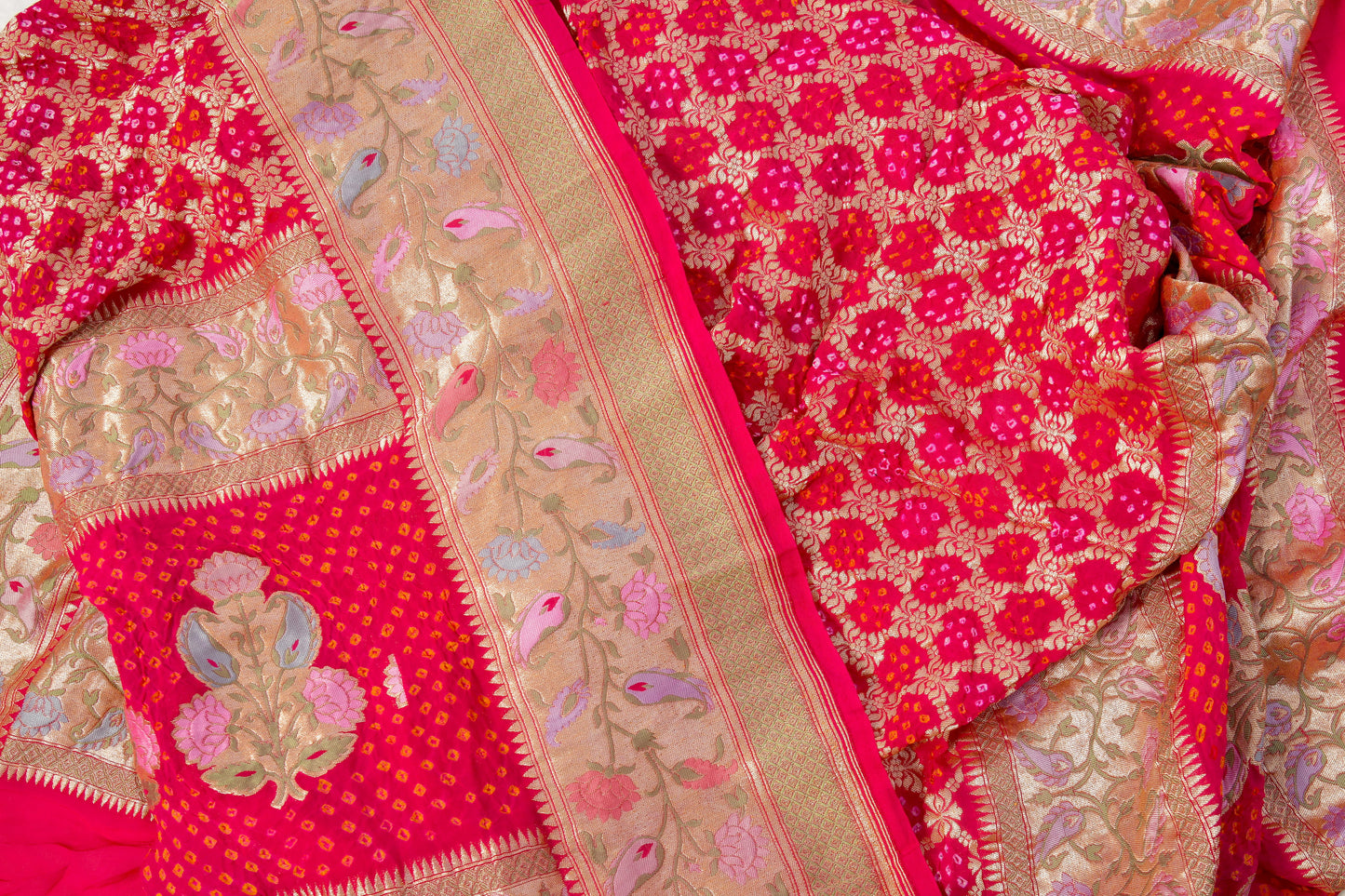 Banarasi bandhani luxe strawberry pink dupatta