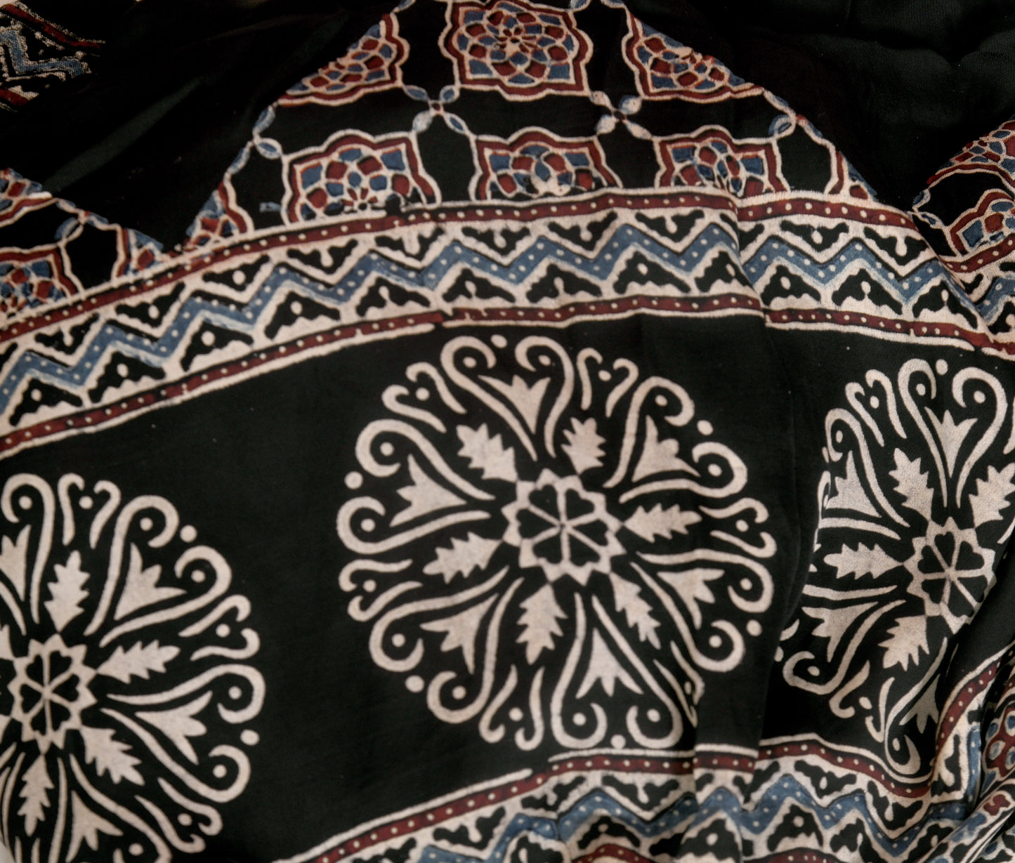 Earthy Touch Ajarakh Black Dupatta