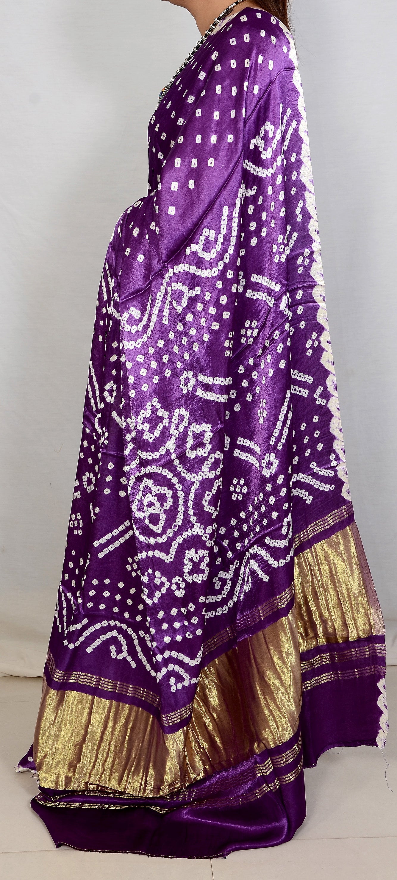 Purple dani saree with edges