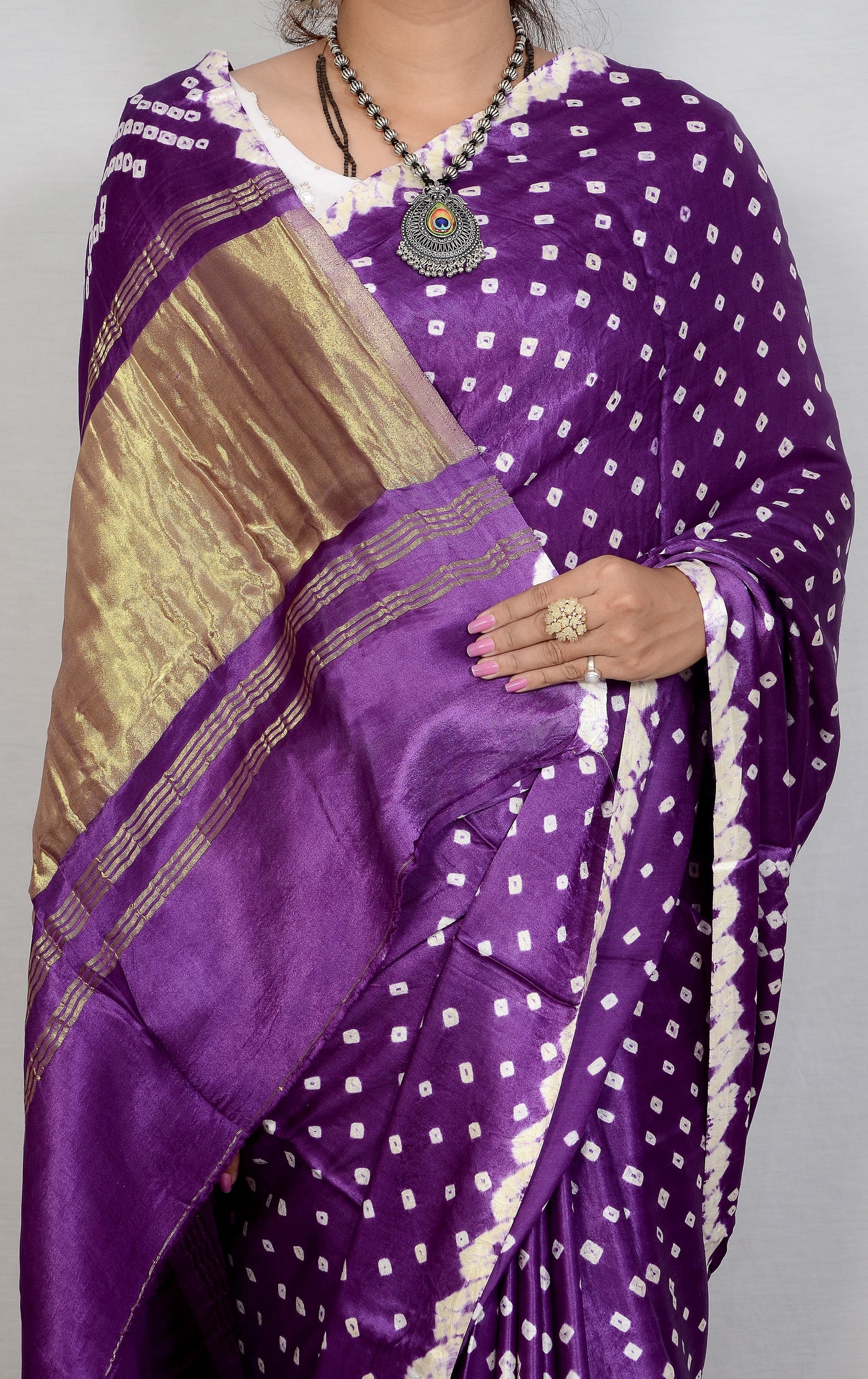 Purple dani saree with edges