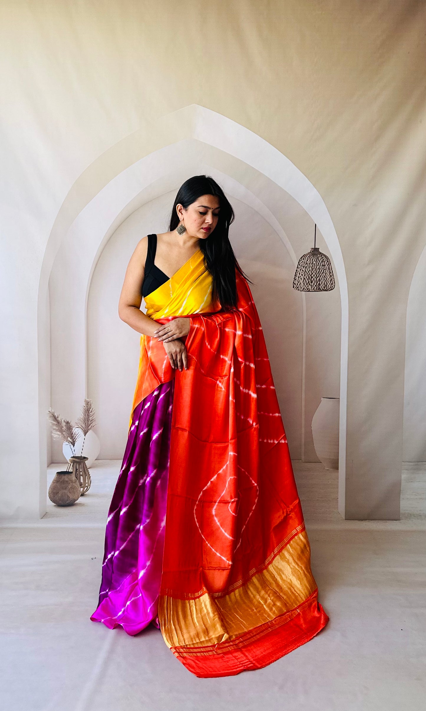 Multi shade laheriya saree