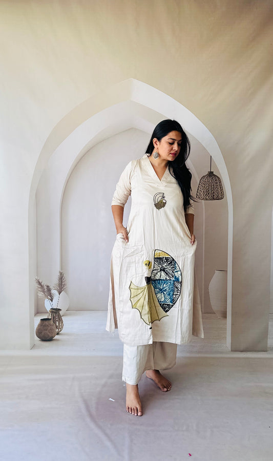White Silken Serenity Kurta Set